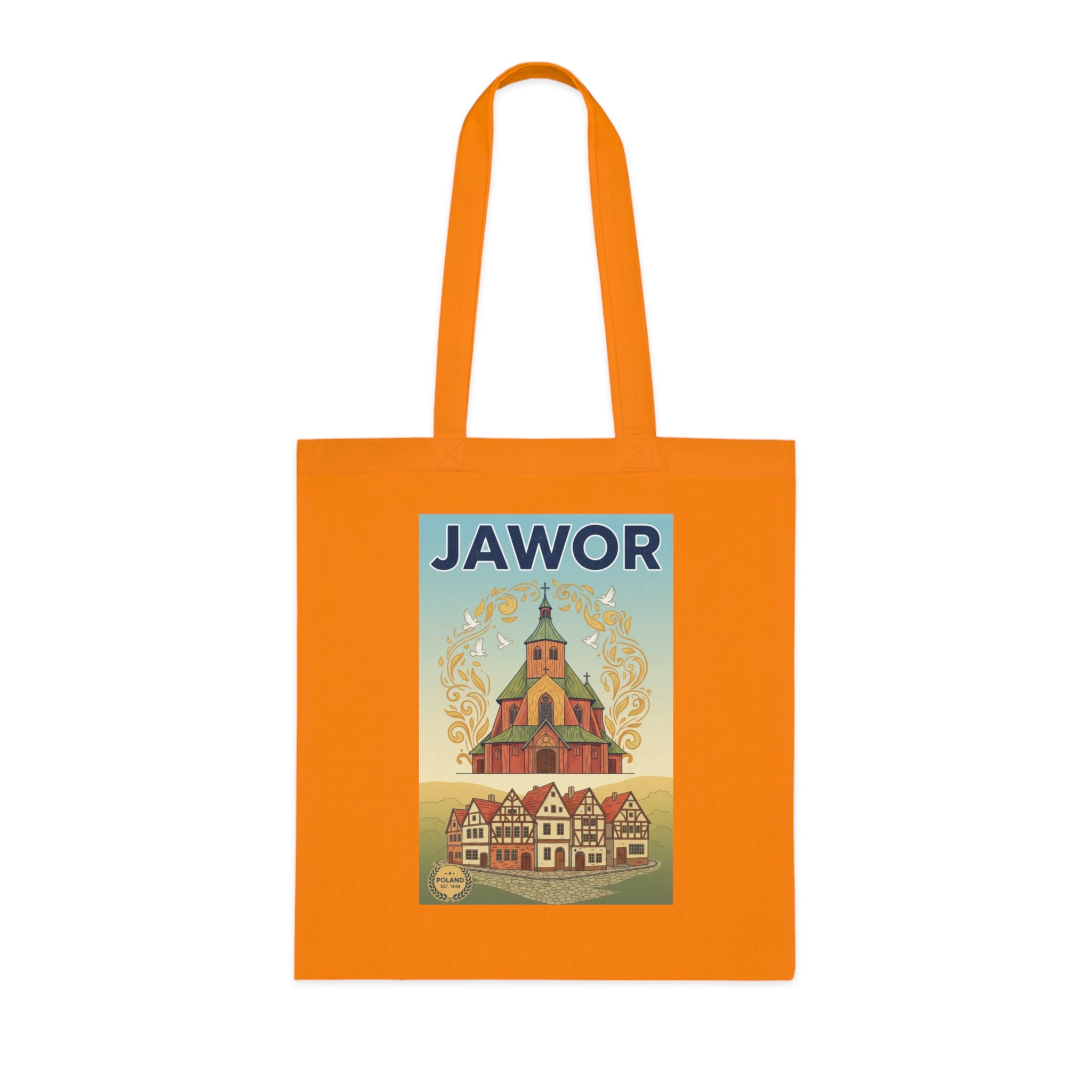 Jawor Vintage Travel Tote — Retro Polish Town Cotton Tote Bag