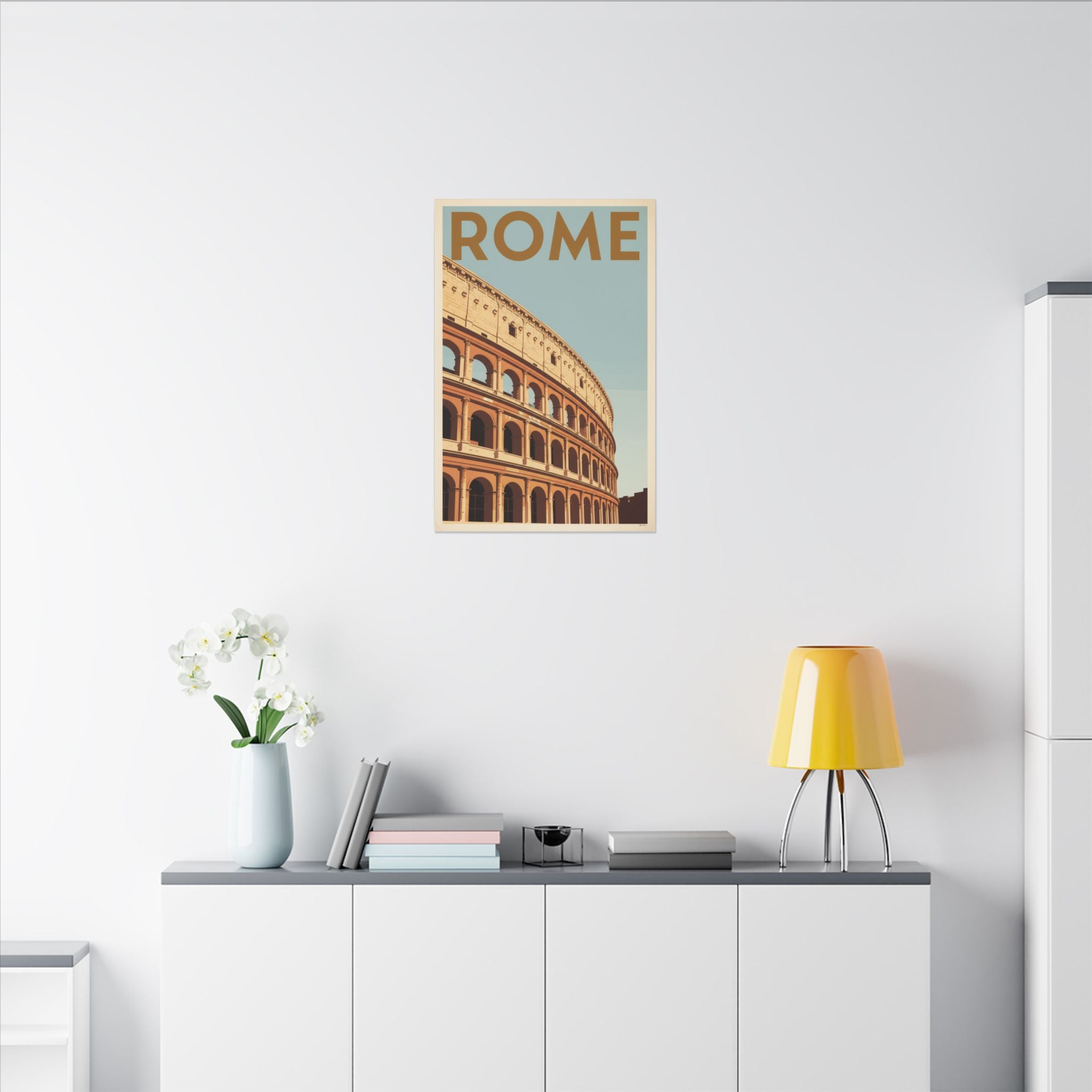 Rome Colosseum Vintage Travel Poster Matte Canvas Print