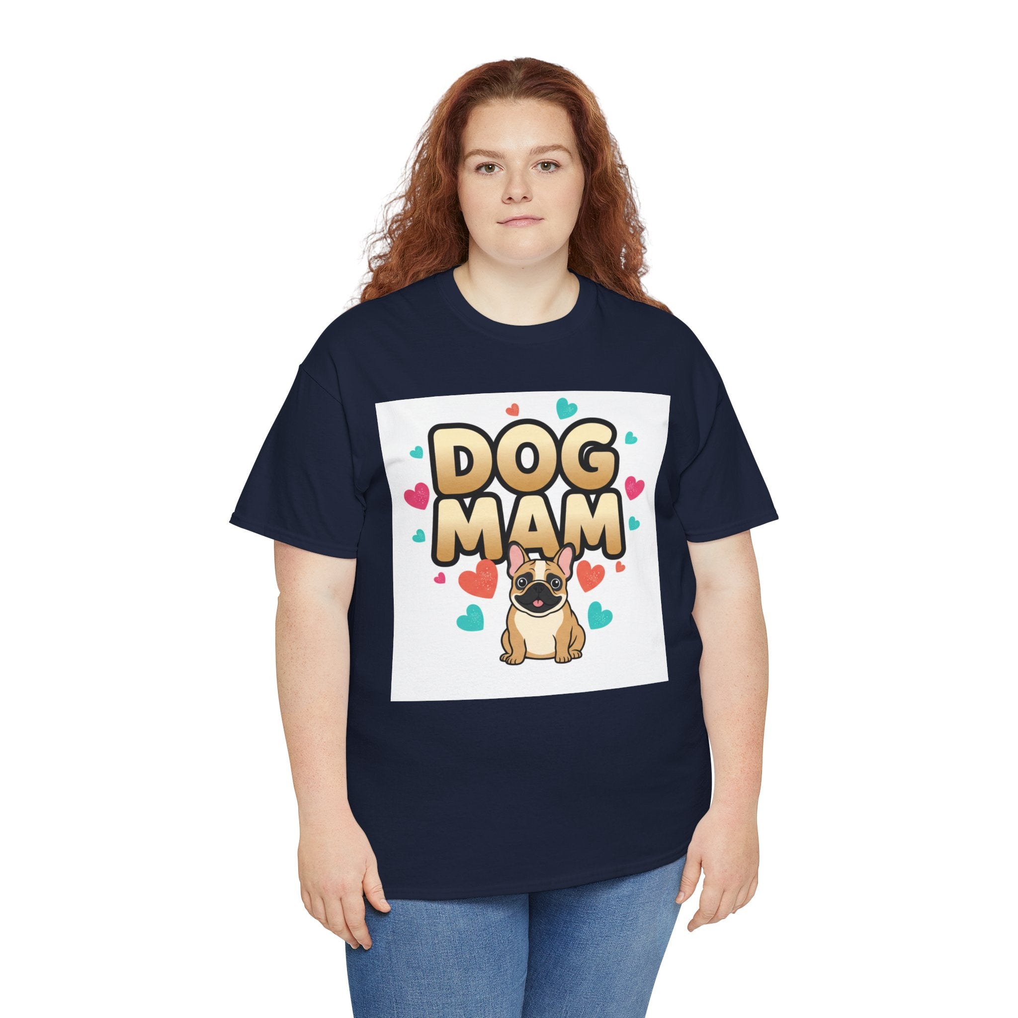 Dog Mom T-Shirt — Cute Pug Design with Hearts, Perfect Gift for Dog Lovers
