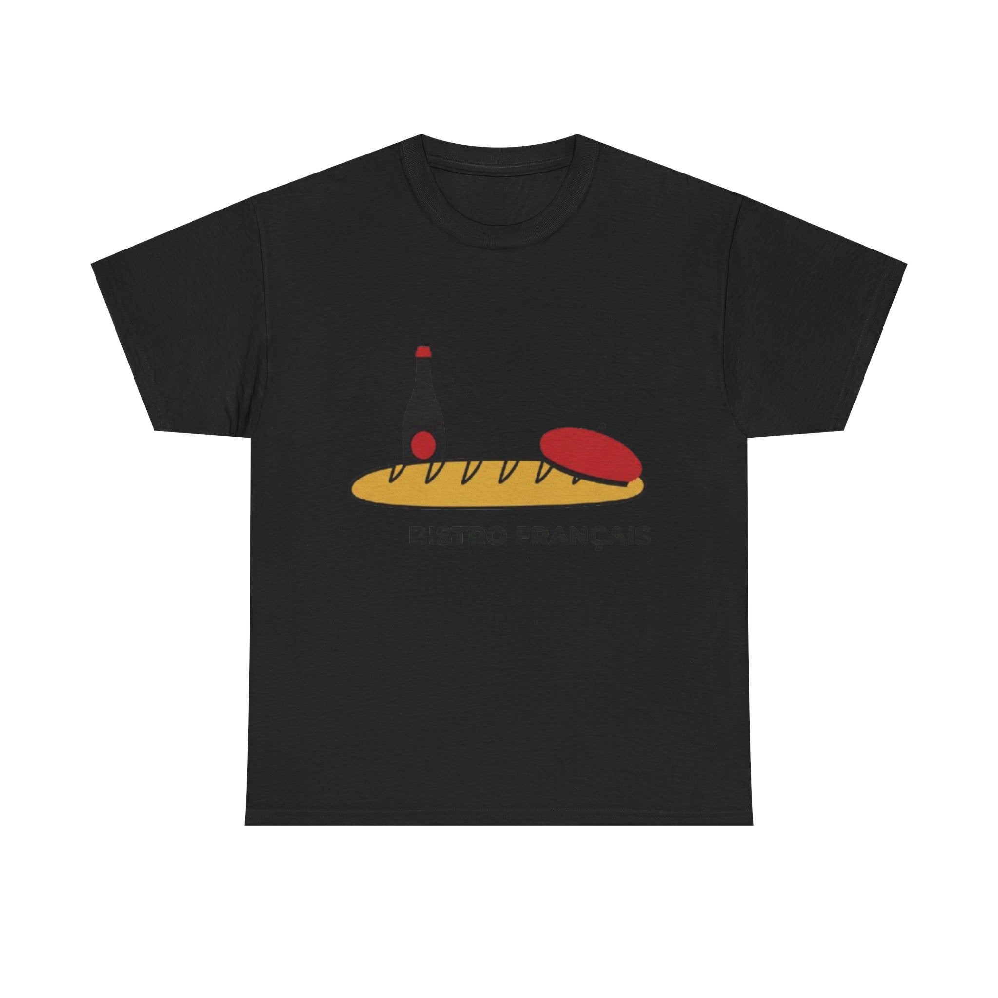 French Bistro Tee — 'Bistro Français' Bread, Wine & Beret Graphic Shirt