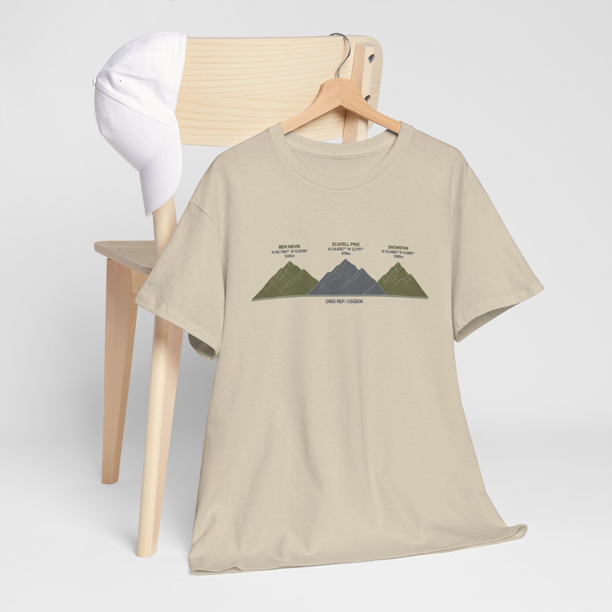 Three Peaks Challenge Graphic T-Shirt — Retro UK Mountain Hiking Tee