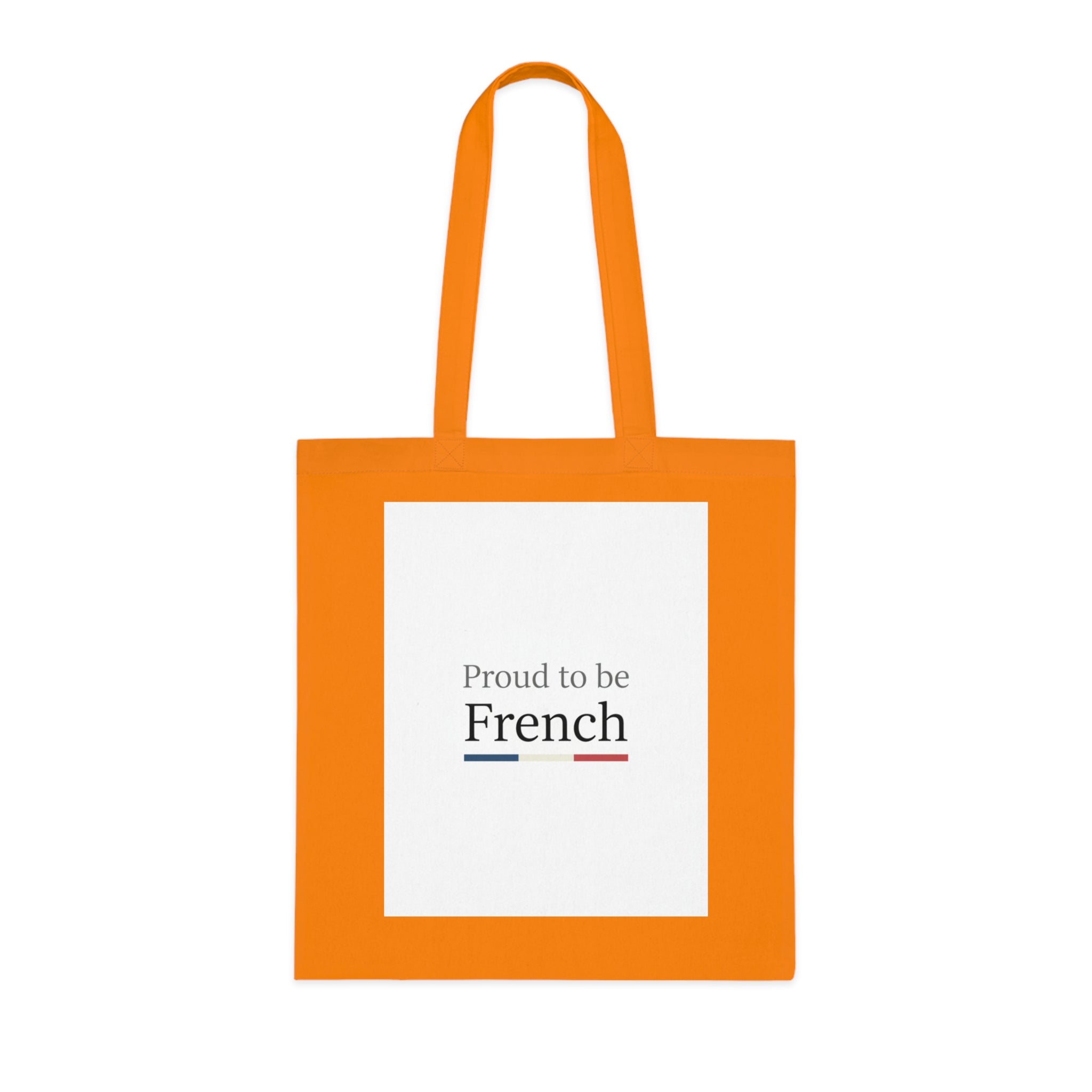 Proud to be French Cotton Tote Bag — French Flag Text Eco Market Tote