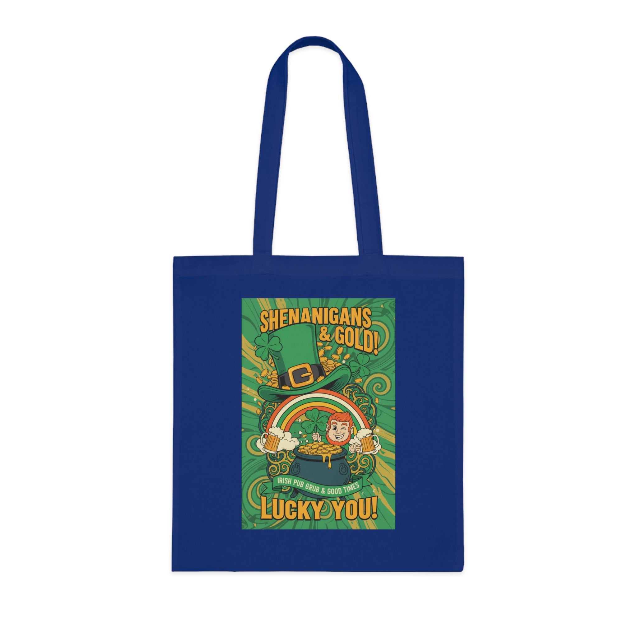 St. Patrick’s Day Tote Bag — “Shenanigans & Gold! Lucky You!” Cotton Grocery Tote