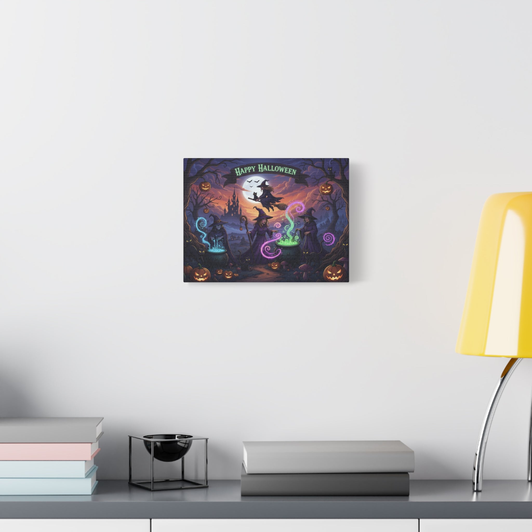 Halloween Witch Canvas — "Happy Halloween" Spooky Vintage Wall Art