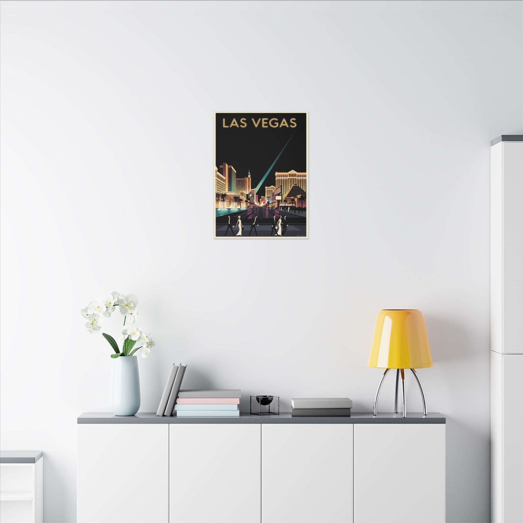 Las Vegas Retro Travel Canvas Print Vintage Night Strip Wall Art