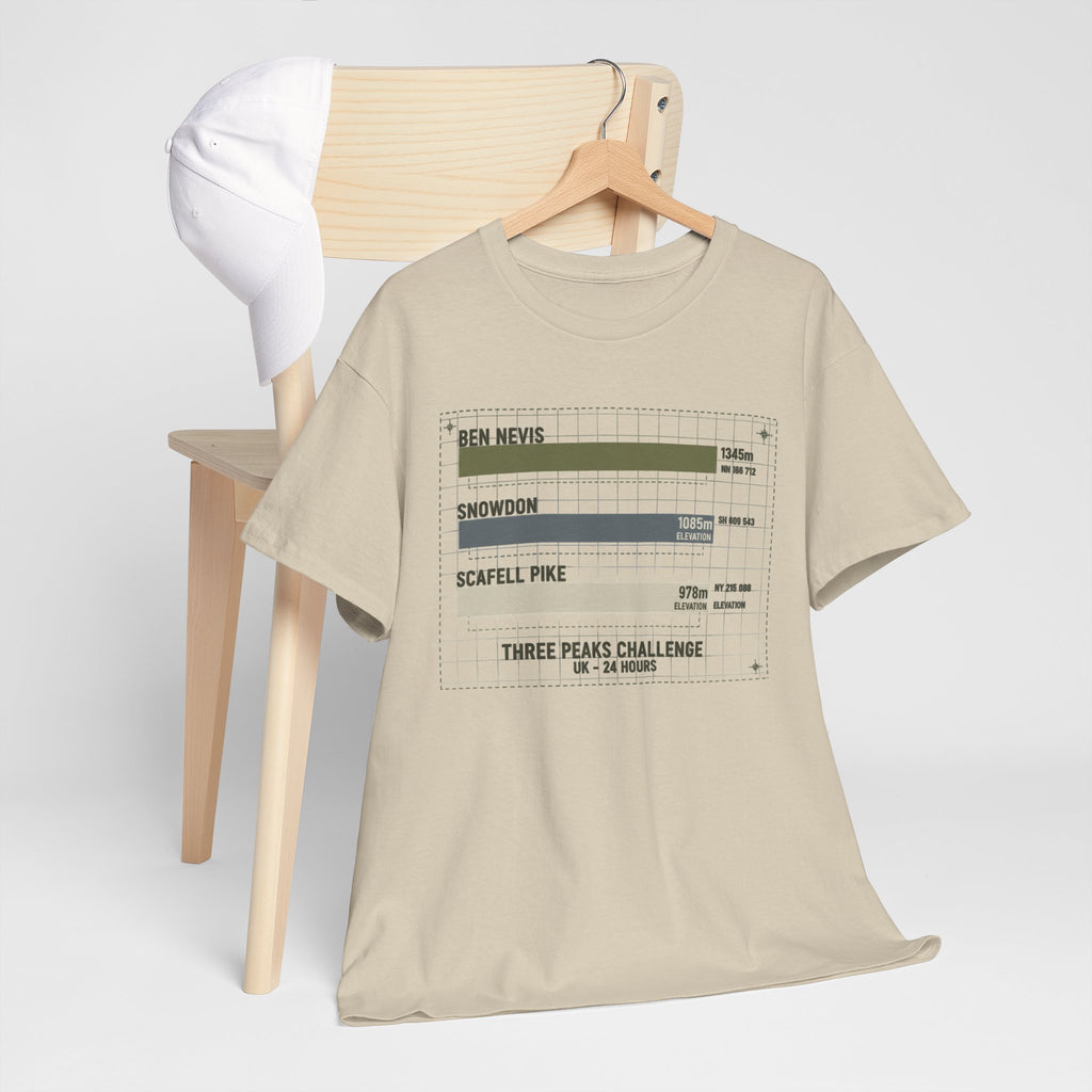 Three Peaks Challenge Graphic T-Shirt — Retro UK Mountain Hiking Tee