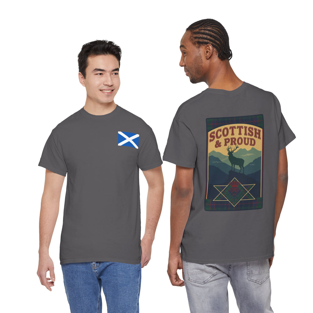 Scottish & Proud T‑Shirt — Retro Stag Scotland Flag Tee
