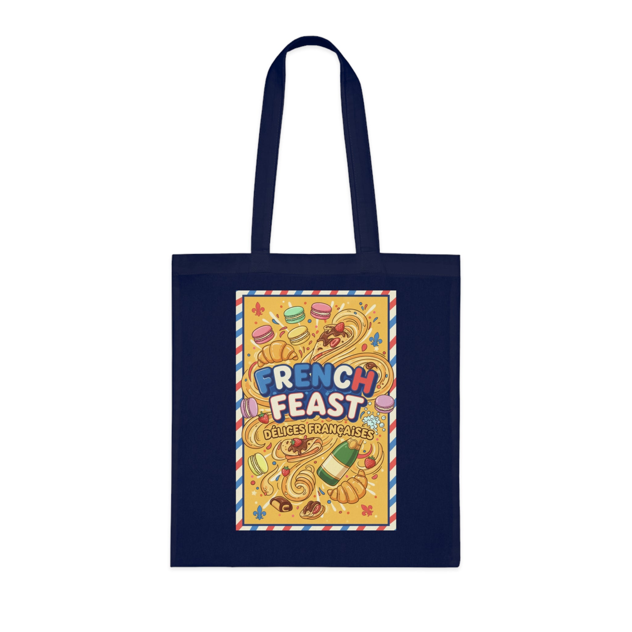 French Feast Tote Bag — Illustrated Pastries & Food Market Cotton Tote