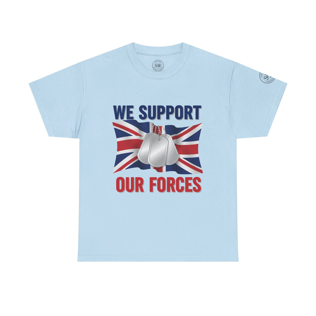 Support Our Forces T-Shirt — Union Jack & Dog Tags Military Tee — product image 9