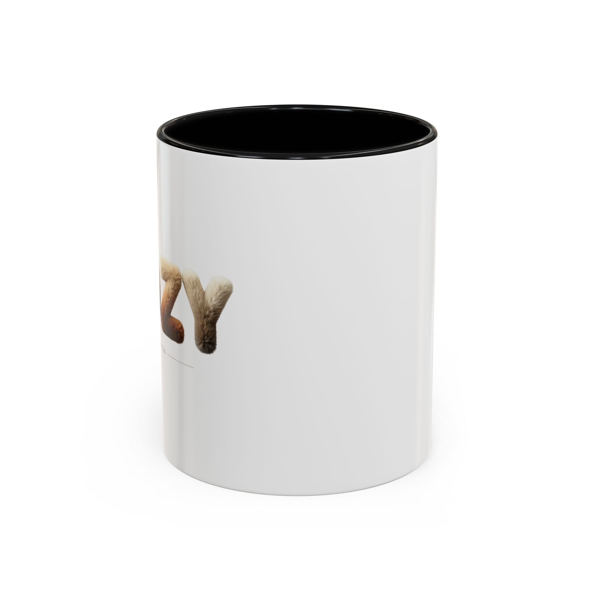 Cozy 'Brew Happy' Accent Coffee Mug — Black Handle & Rim