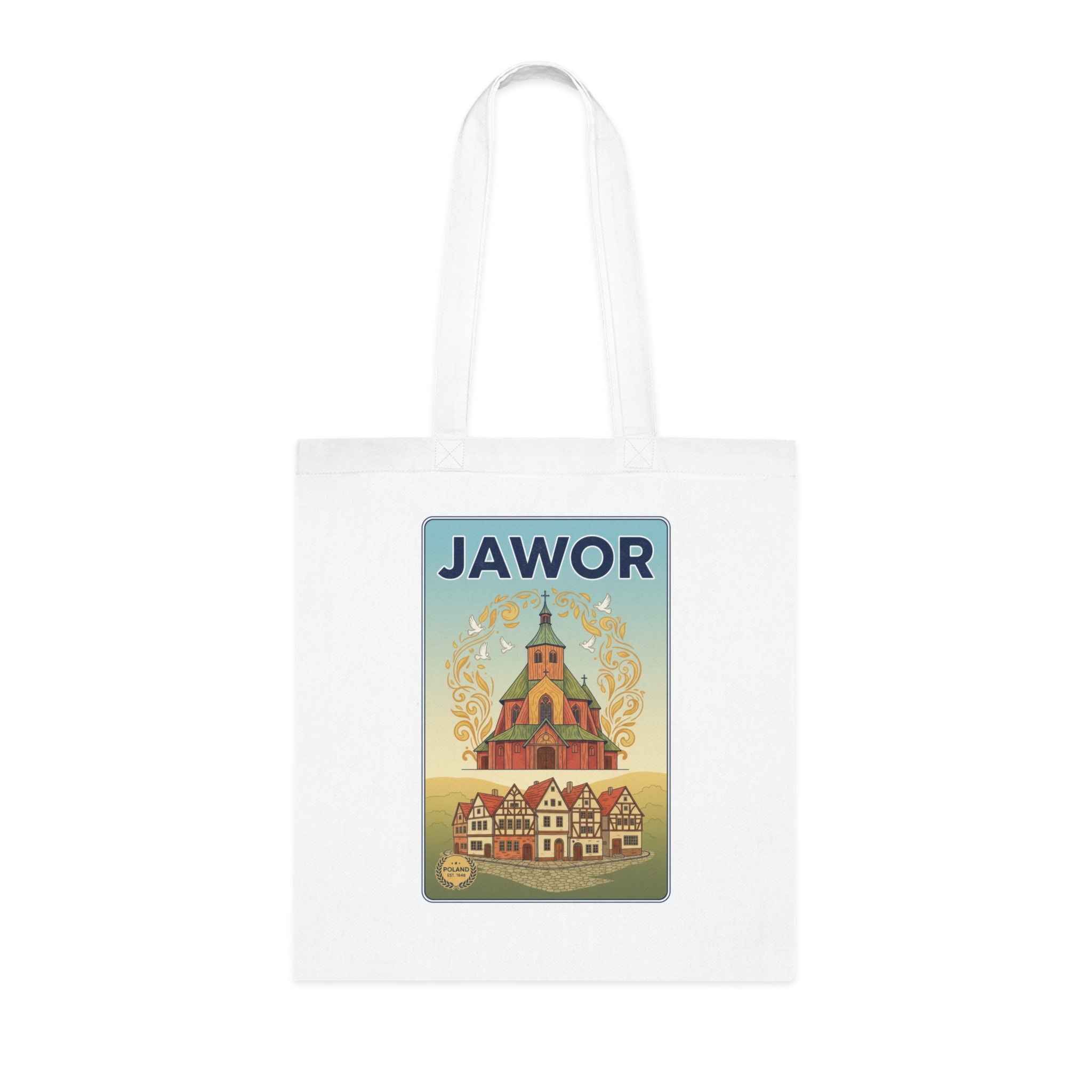Jawor Vintage Travel Tote — Retro Polish Town Cotton Tote Bag