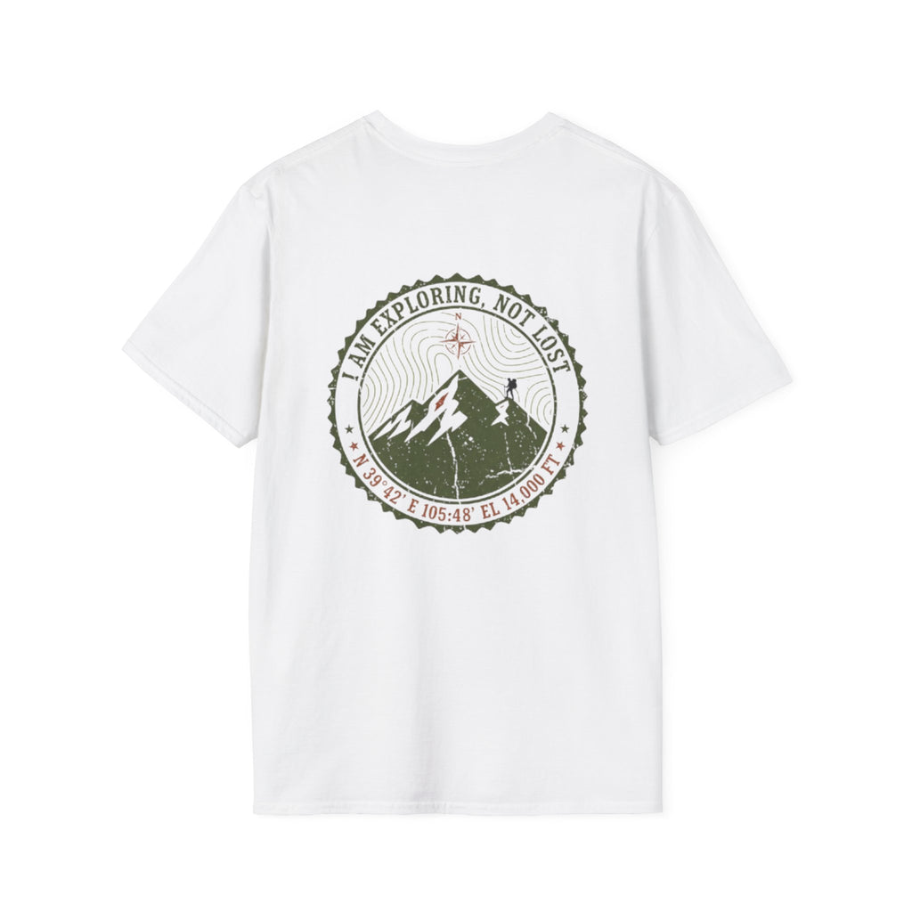 Adventure T-Shirt – 'I Am Exploring, Not Lost' Mountain Graphic Tee