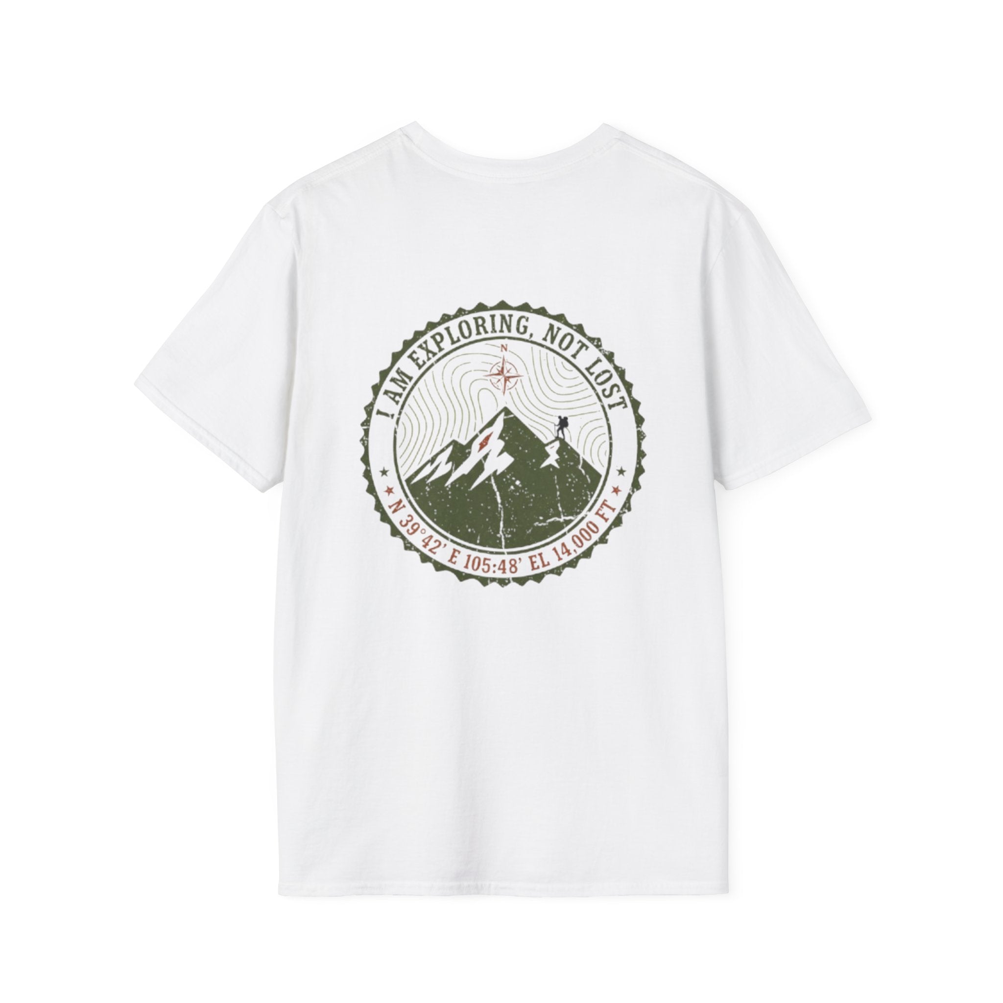 Adventure T-Shirt – 'I Am Exploring, Not Lost' Mountain Graphic Tee