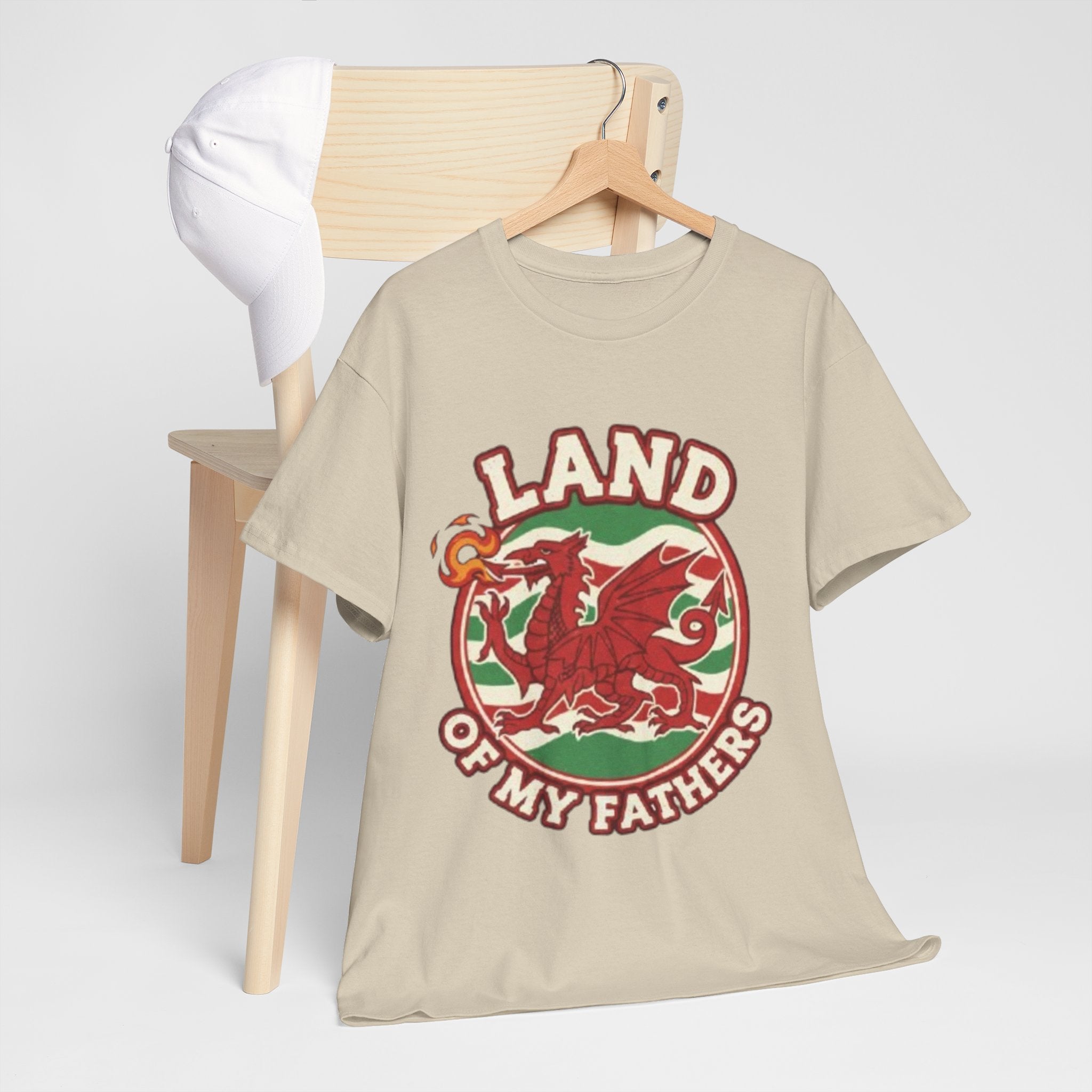 Land of My Fathers T‑Shirt — Welsh Dragon Vintage Crest Tee