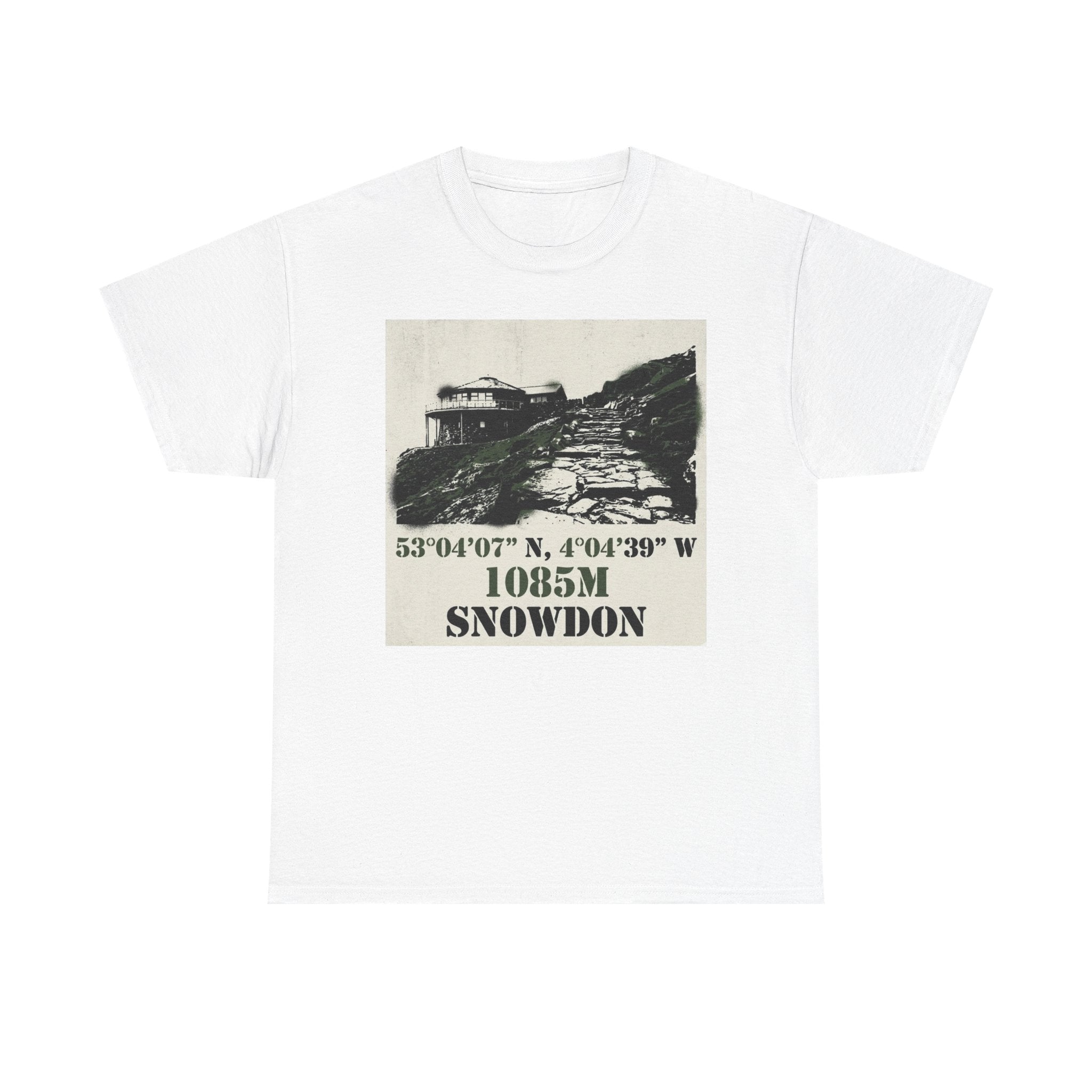 Snowdon 1085m Vintage Summit Tee — Mountain Coordinates Graphic T‑Shirt