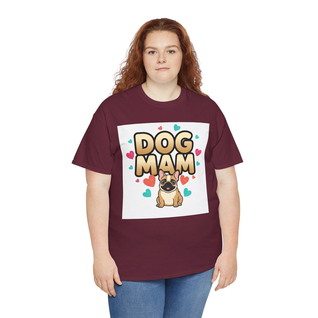 Dog Mom T-Shirt — Cute Pug Design with Hearts, Perfect Gift for Dog Lovers