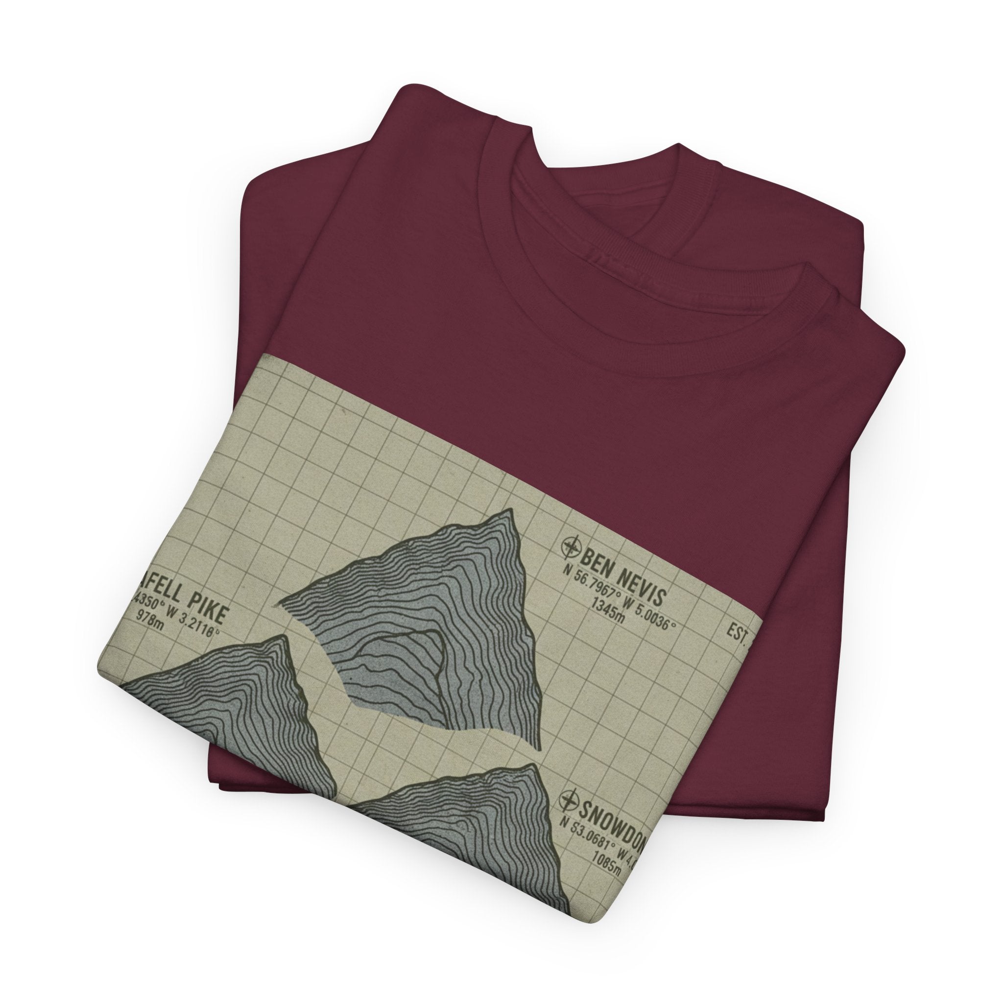 Three Peaks Challenge Graphic T-Shirt — Retro UK Mountain Summit Tee
