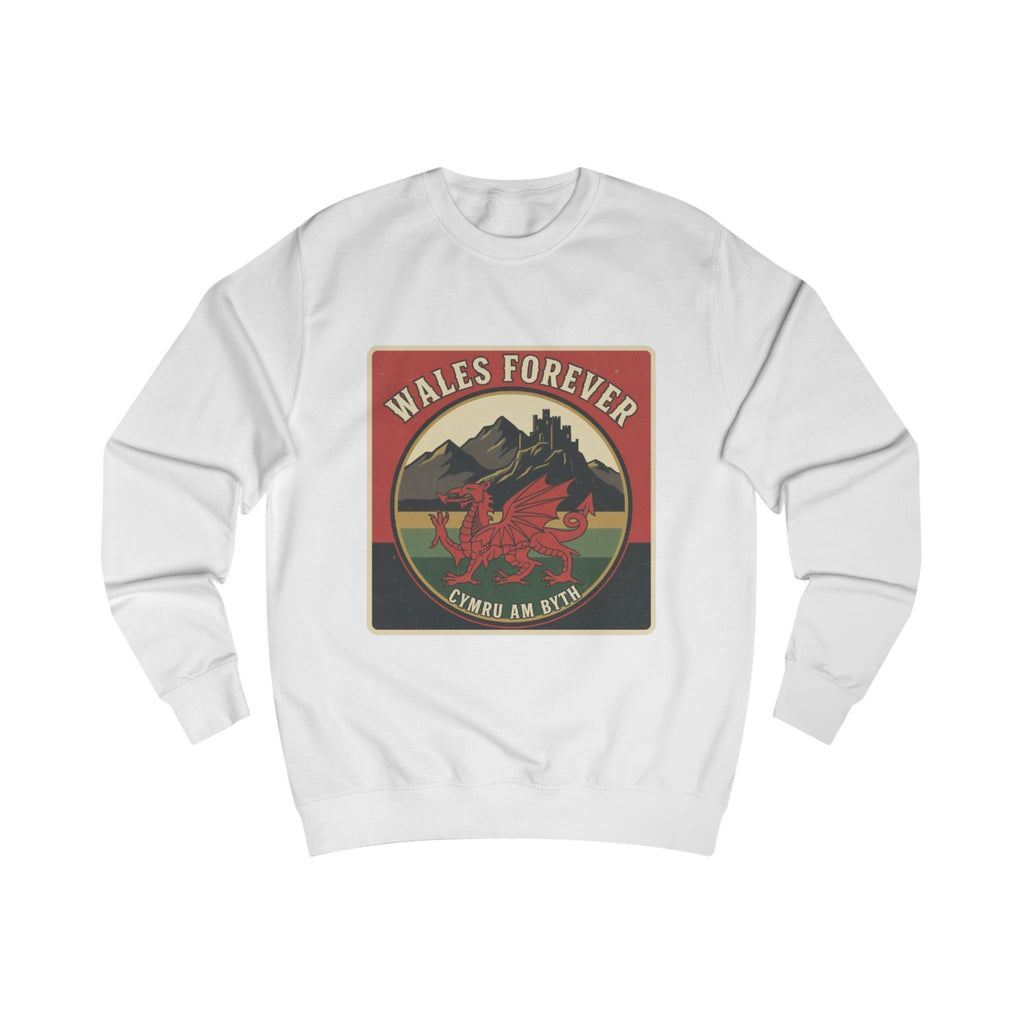 Wales Forever Sweatshirt — Welsh Dragon Vintage Mountain Crewneck