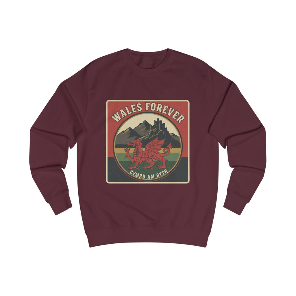 Wales Forever Sweatshirt — Welsh Dragon Vintage Mountain Crewneck