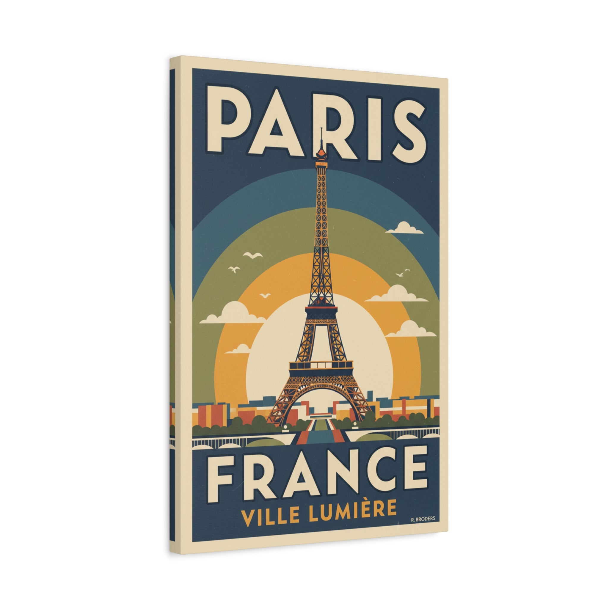 Paris France Eiffel Tower Vintage Poster Canvas
