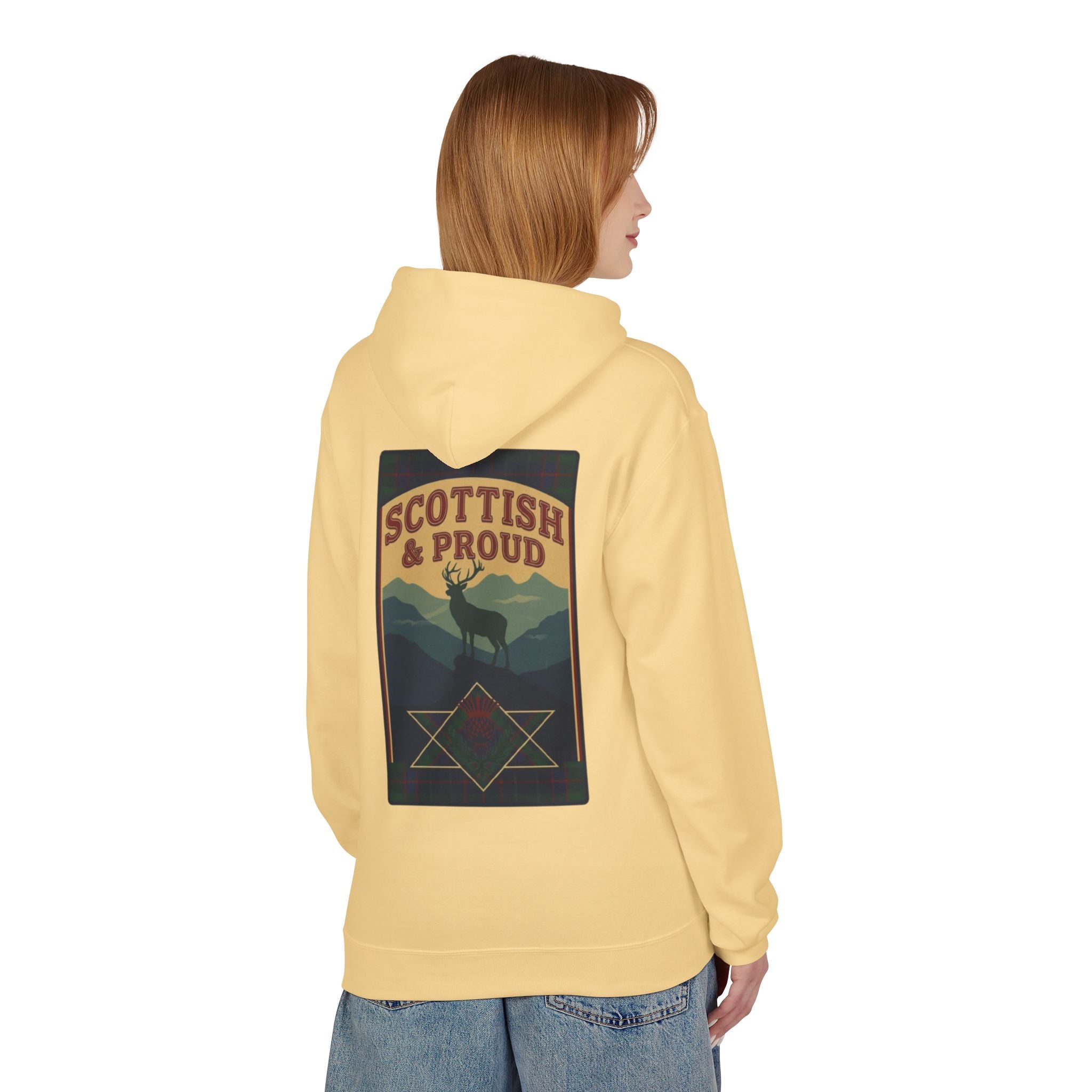 Scottish Hoodie — "Scottish & Proud" Vintage Stag Graphic Pullover