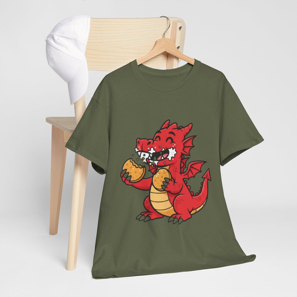 Red Dragon Eating Tacos T-Shirt — Cute Cartoon Taco Lover Tee