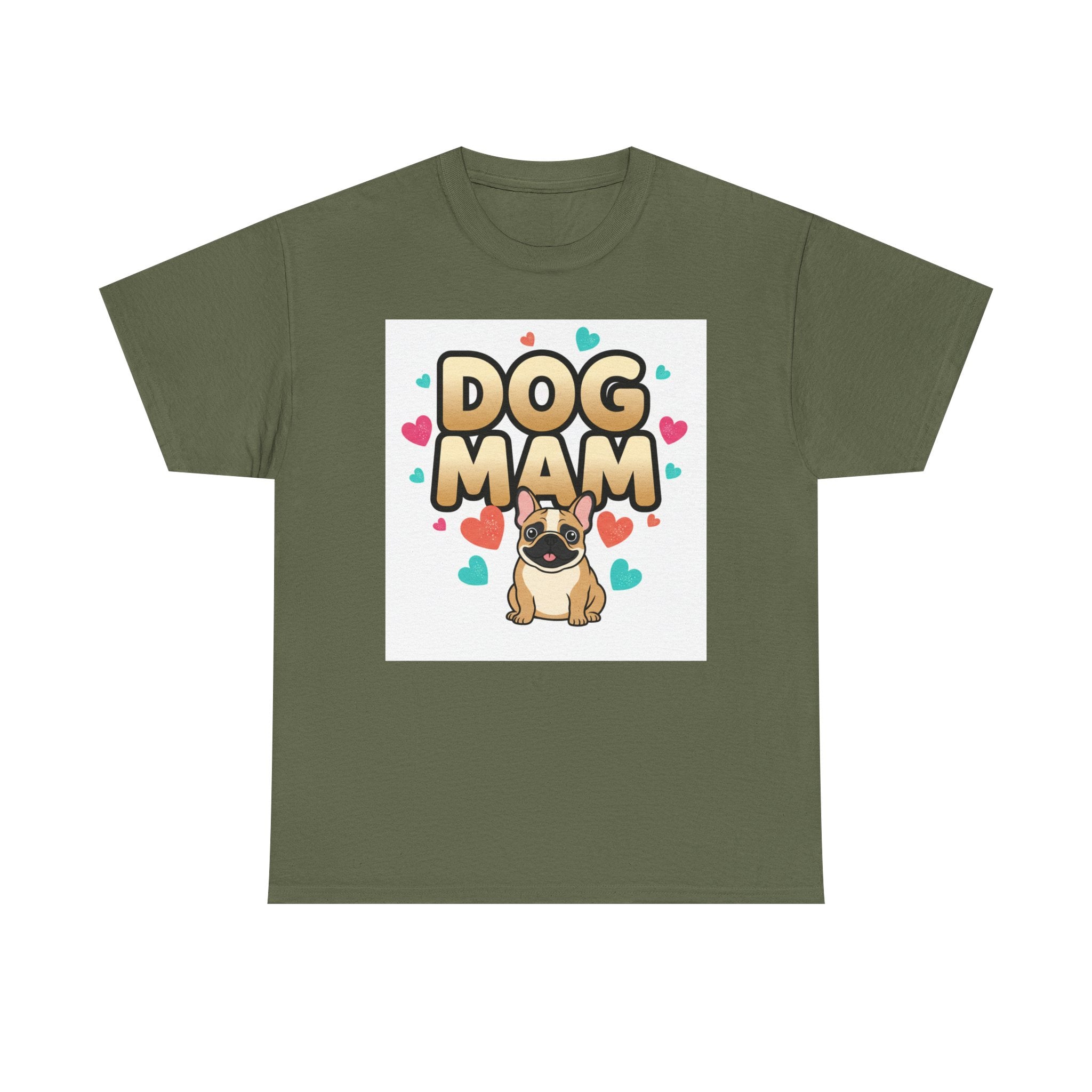 Dog Mom T-Shirt — Cute Pug Design with Hearts, Perfect Gift for Dog Lovers