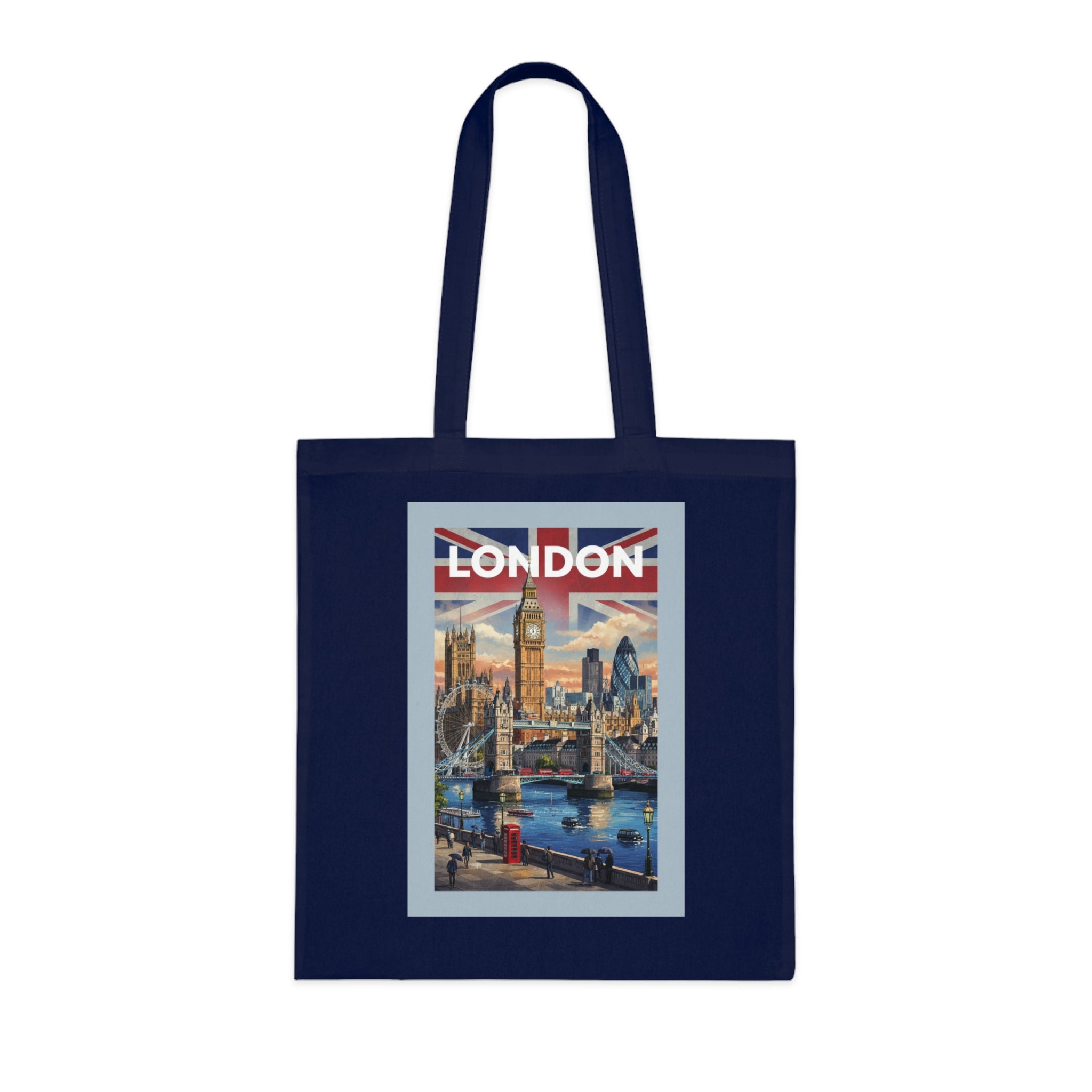 London Vintage Travel Tote Bag — Big Ben & Union Jack Cotton Shopper