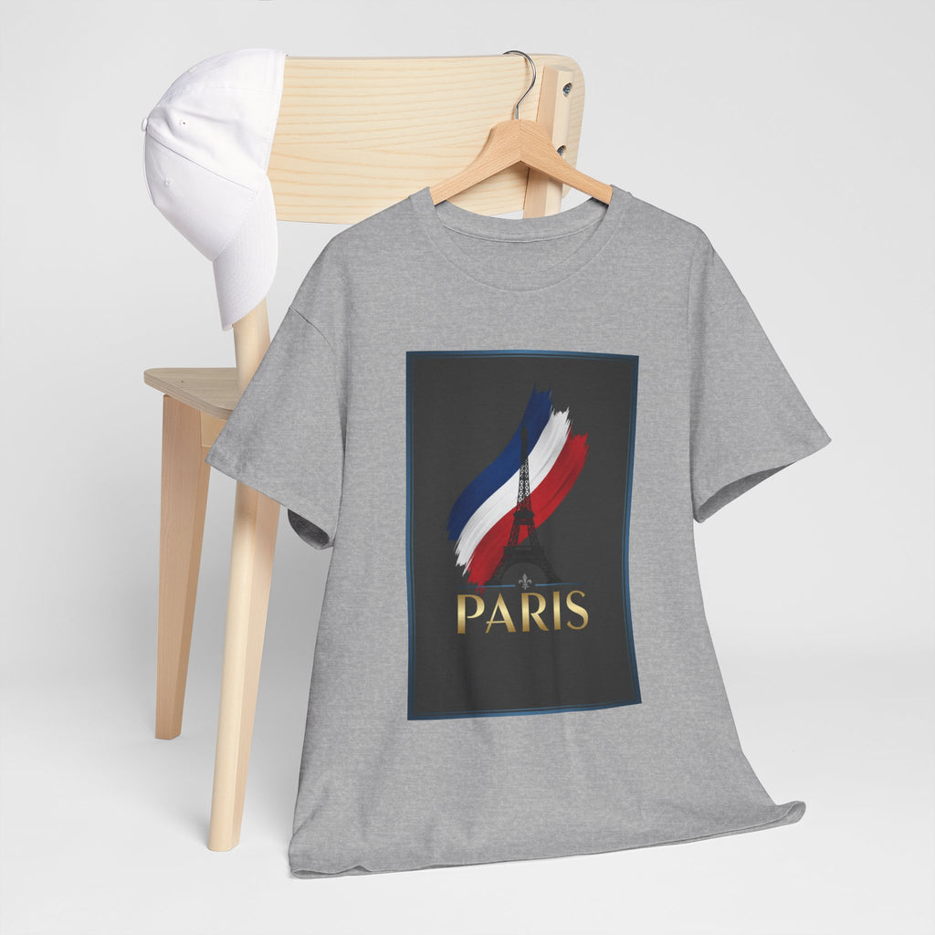 Paris Tricolor Graphic Tee — French Flag Brushstroke T-Shirt