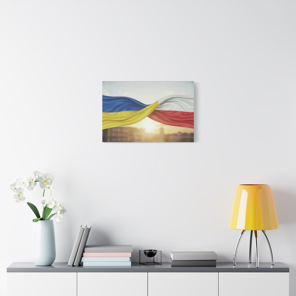 Ukrainian and Polish Flags Intertwined (Matte Stretched)