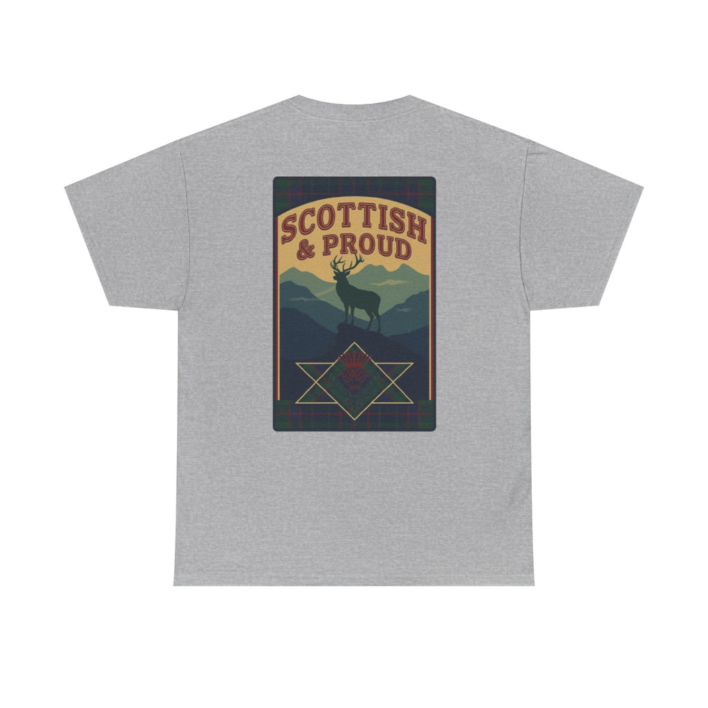 Scottish & Proud T‑Shirt — Retro Stag Scotland Flag Tee