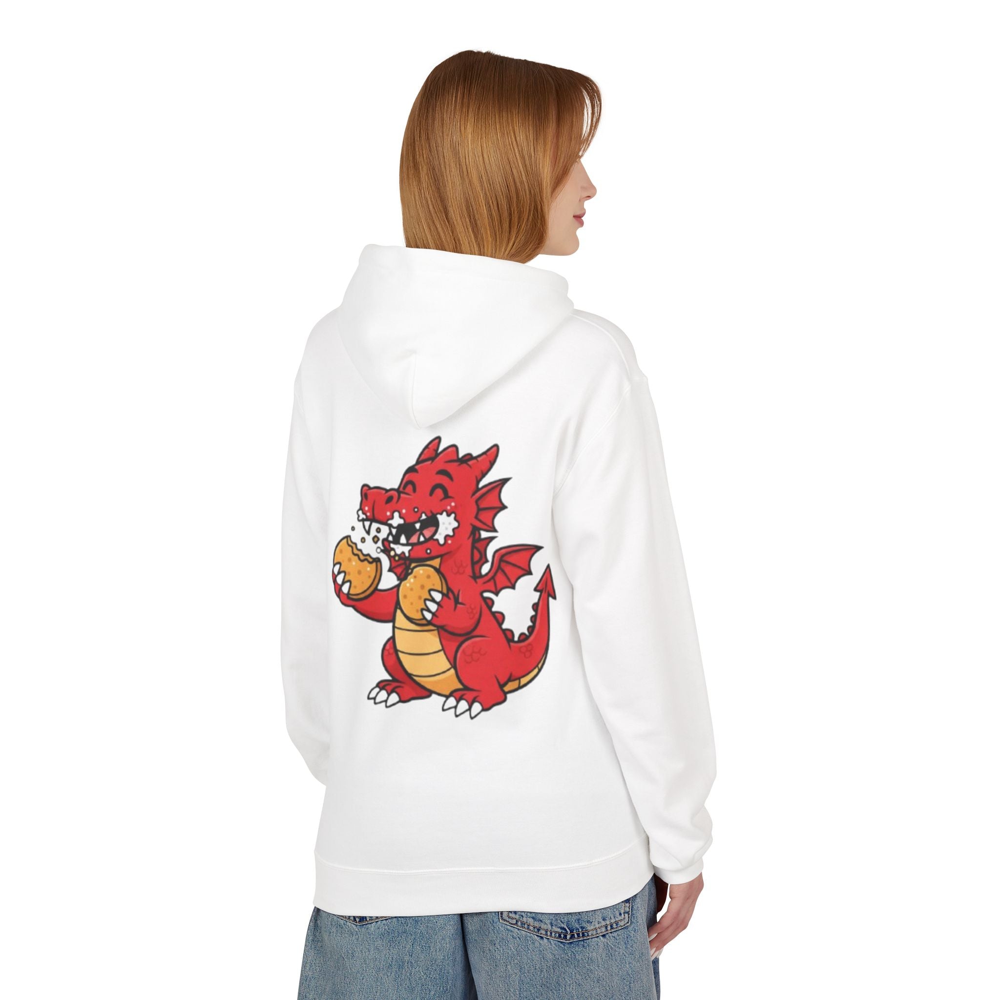 Welsh Dragon Hoodie — Retro Flag Front & Cute Red Dragon Back