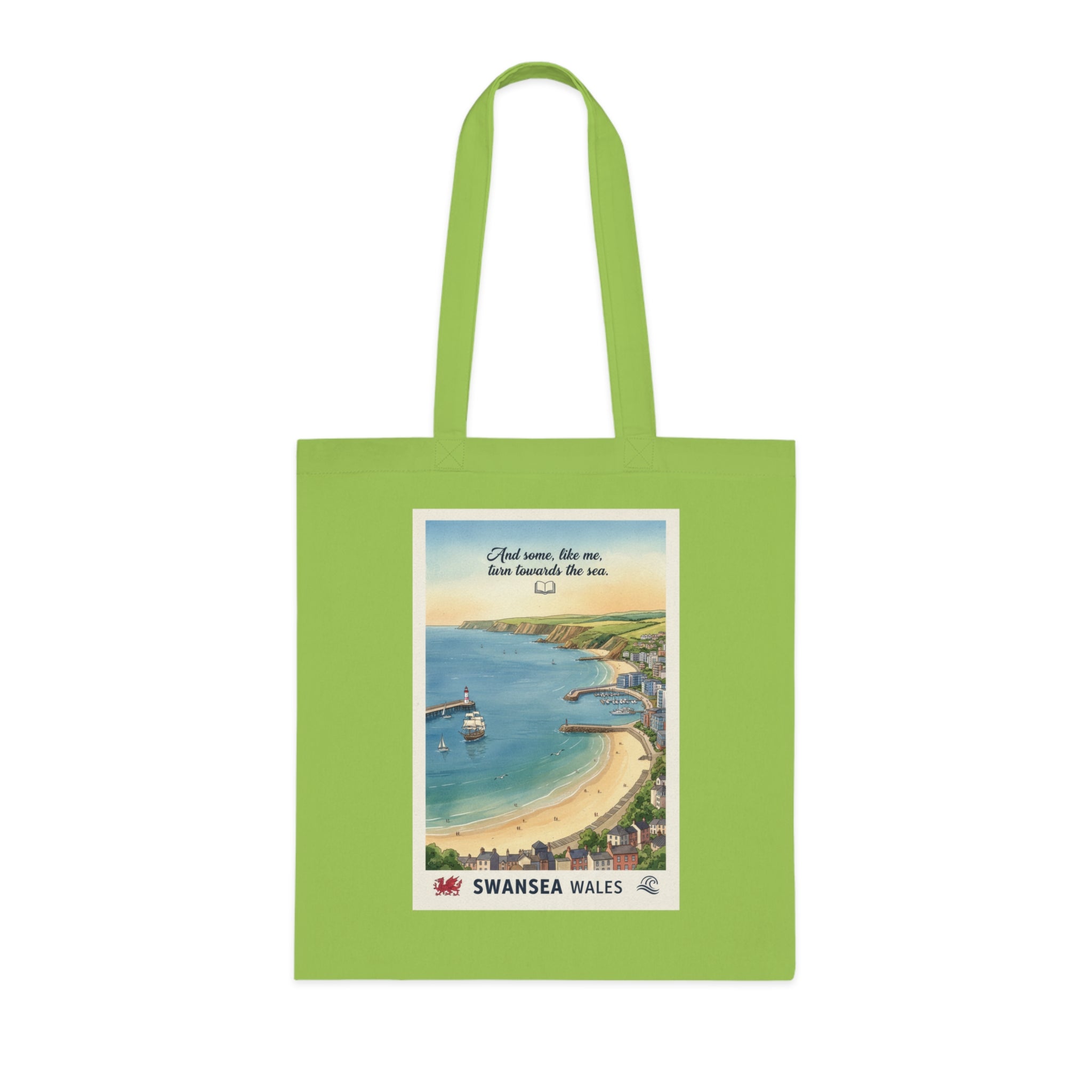 Swansea Wales Vintage Beach Tote — Retro Coastal Cotton Shopper