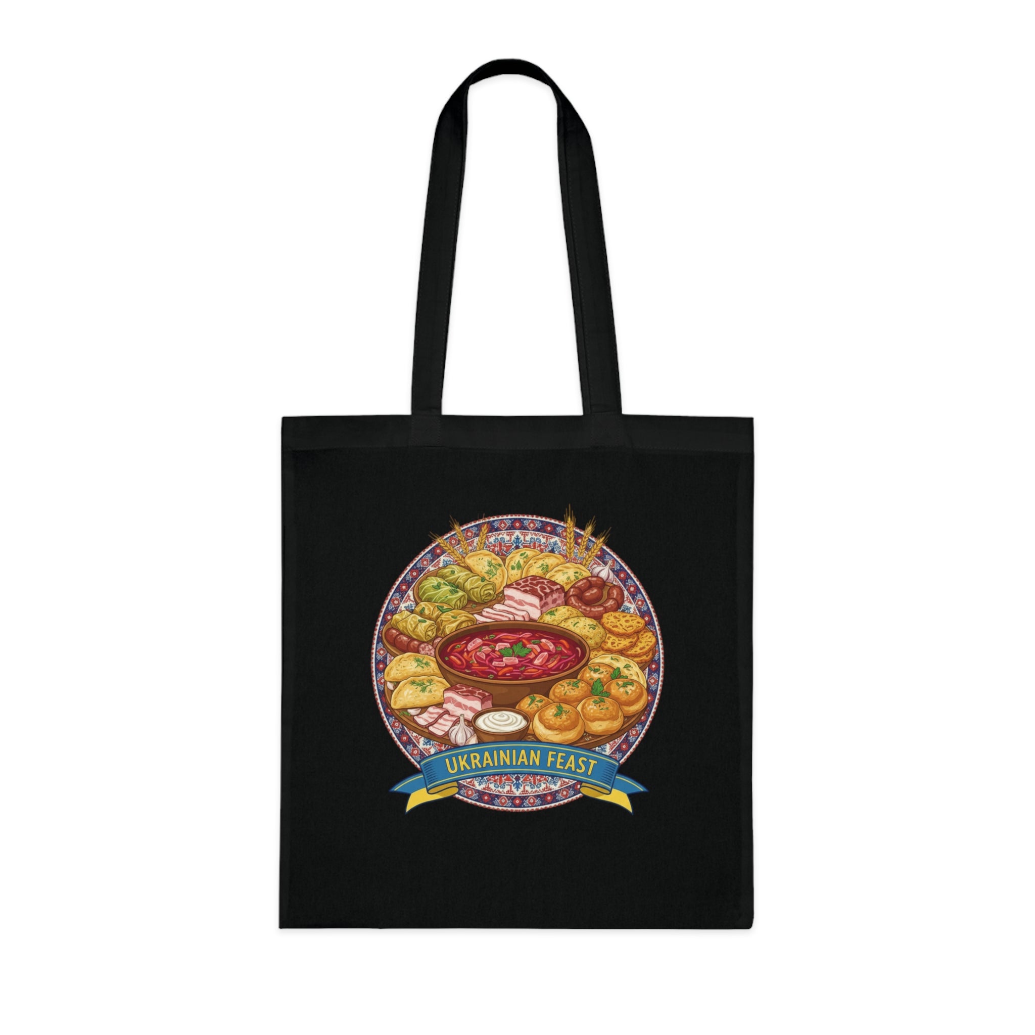 Ukrainian Feast Tote Bag — Illustrated Ukrainian Food Market Grocery Tote