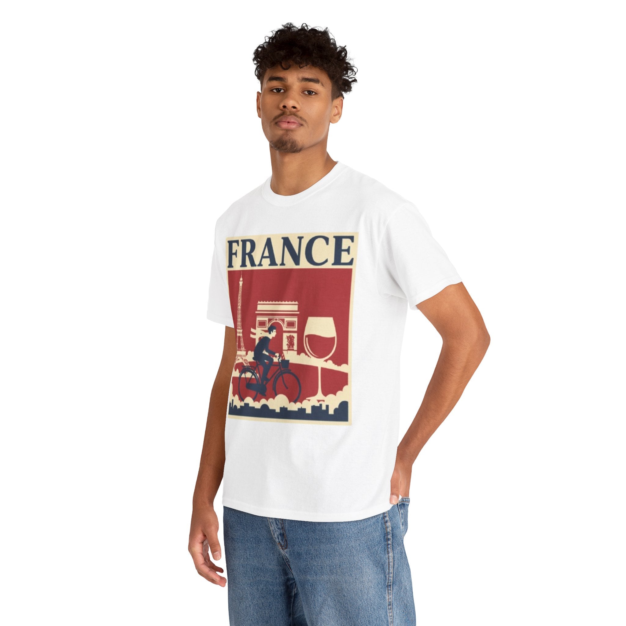 France Vintage Travel Tee — Eiffel Tower, Arc de Triomphe & Wine Graphic T-Shirt