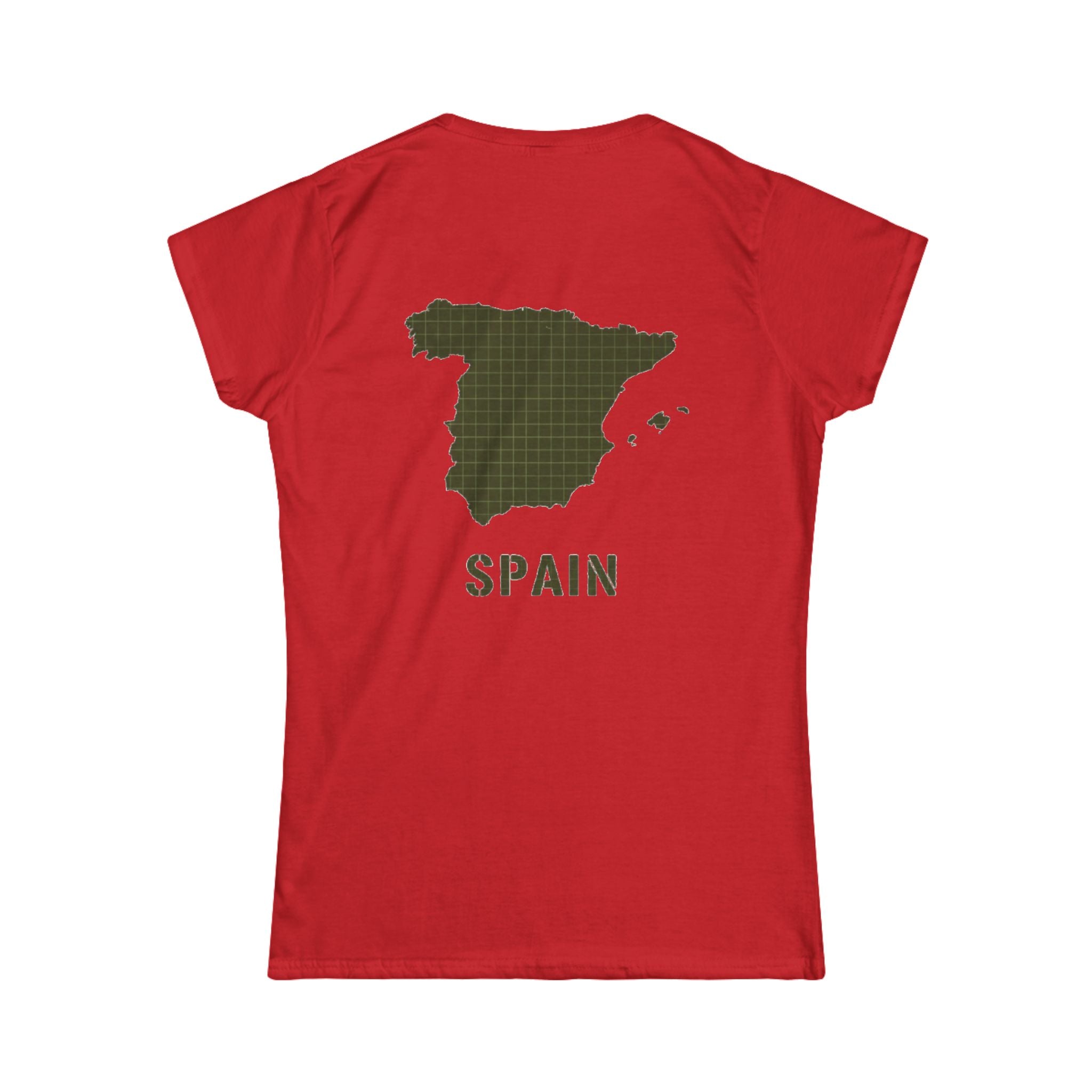 Spain Map Women's Tee — Olive Grid Map Graphic Shirt