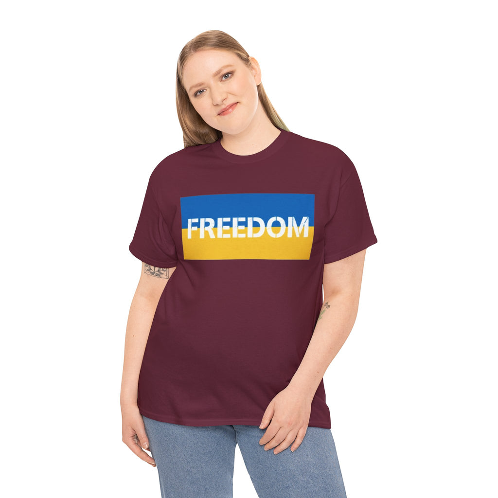 Freedom Flag T‑Shirt — Blue & Yellow Freedom Graphic Tee