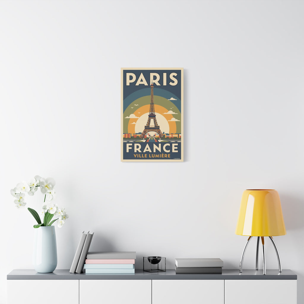 Paris France Eiffel Tower Vintage Poster Canvas