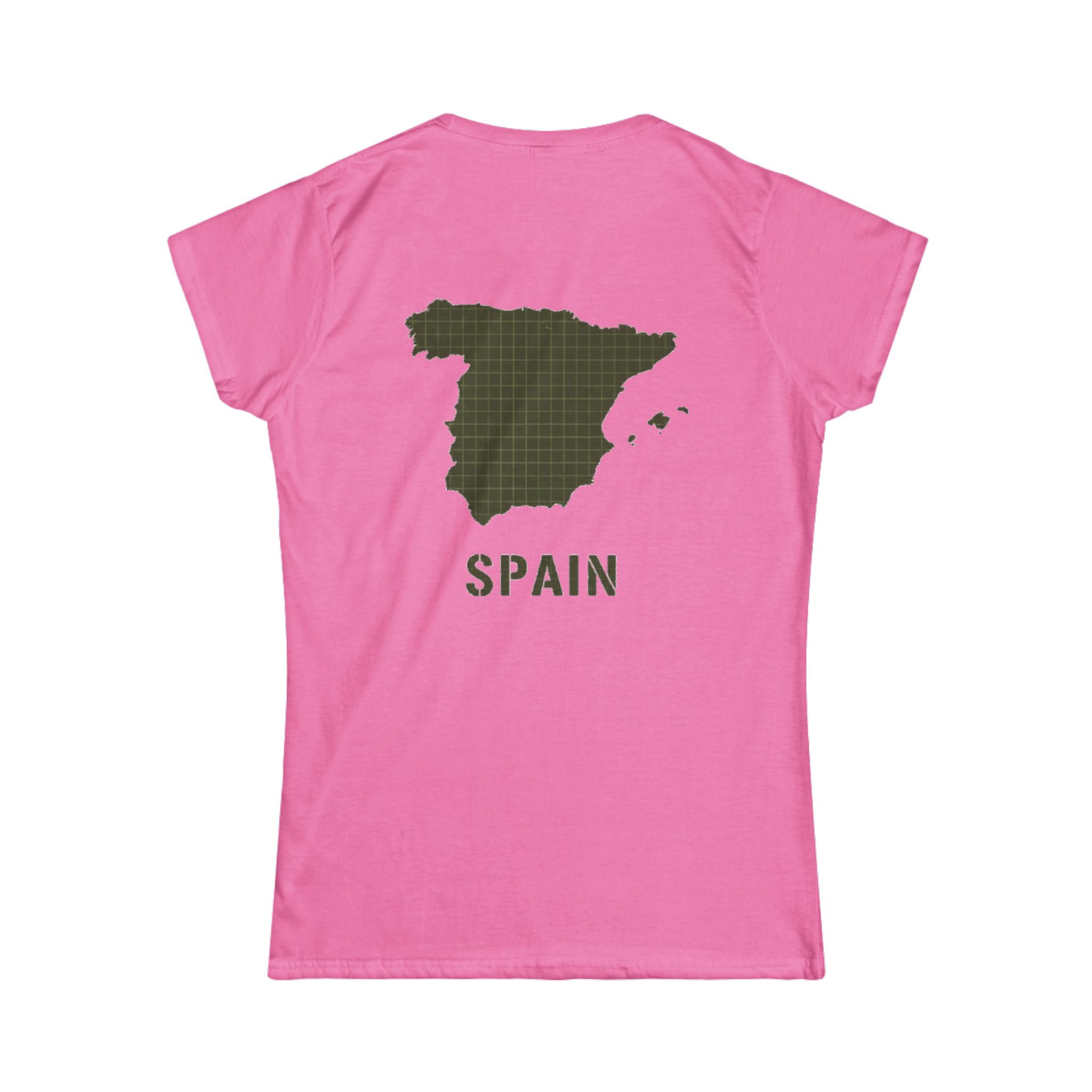 Spain Map Women's Tee — Olive Grid Map Graphic Shirt
