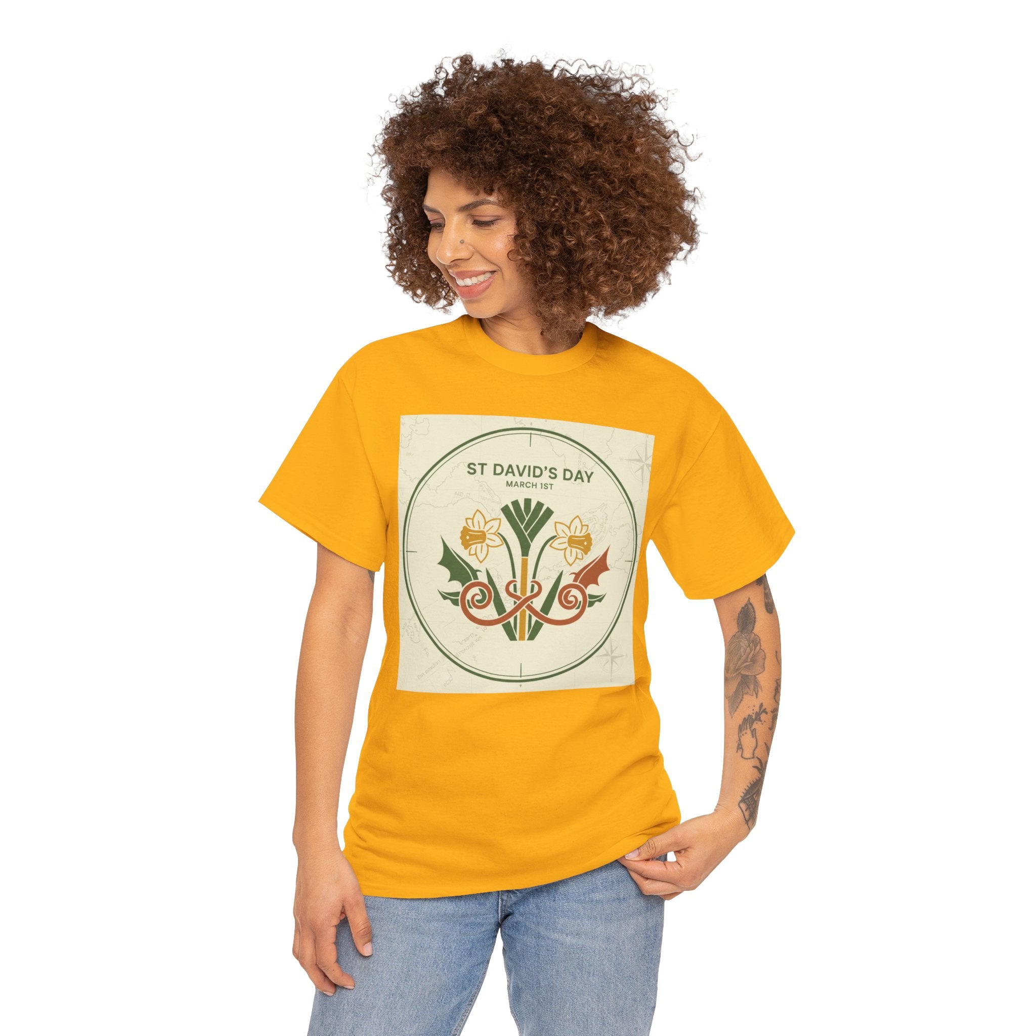 St. David's Day Floral Tee — Welsh Daffodil & Leek Celebration Shirt