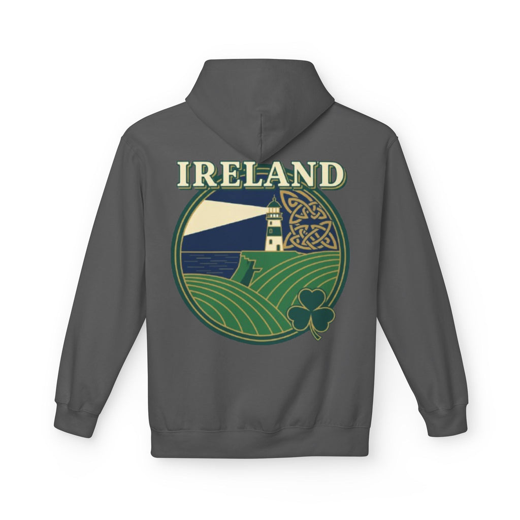 Ireland Lighthouse Hoodie — Celtic Shamrock Travel Sweatshirt