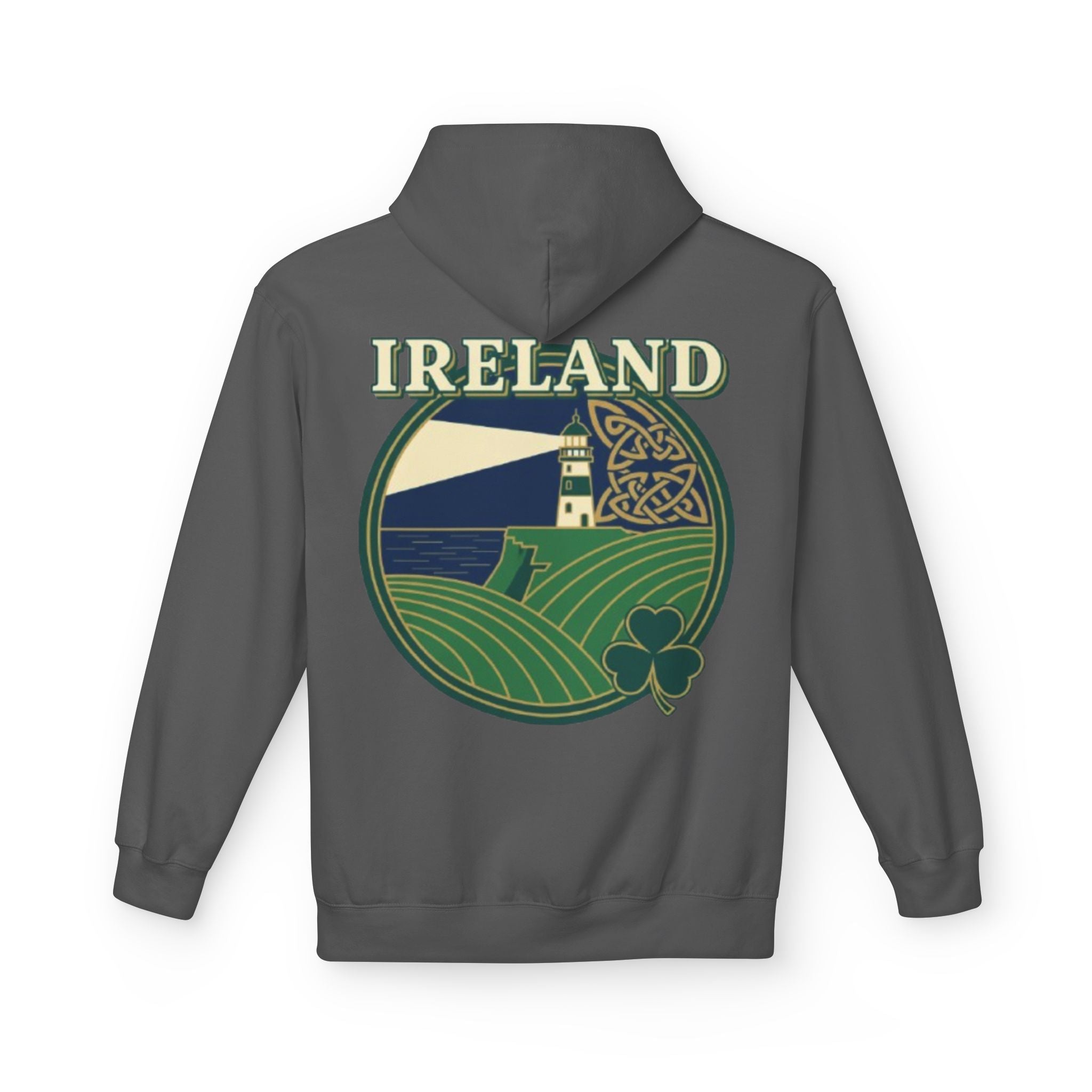 Ireland Lighthouse Hoodie — Celtic Shamrock Travel Sweatshirt