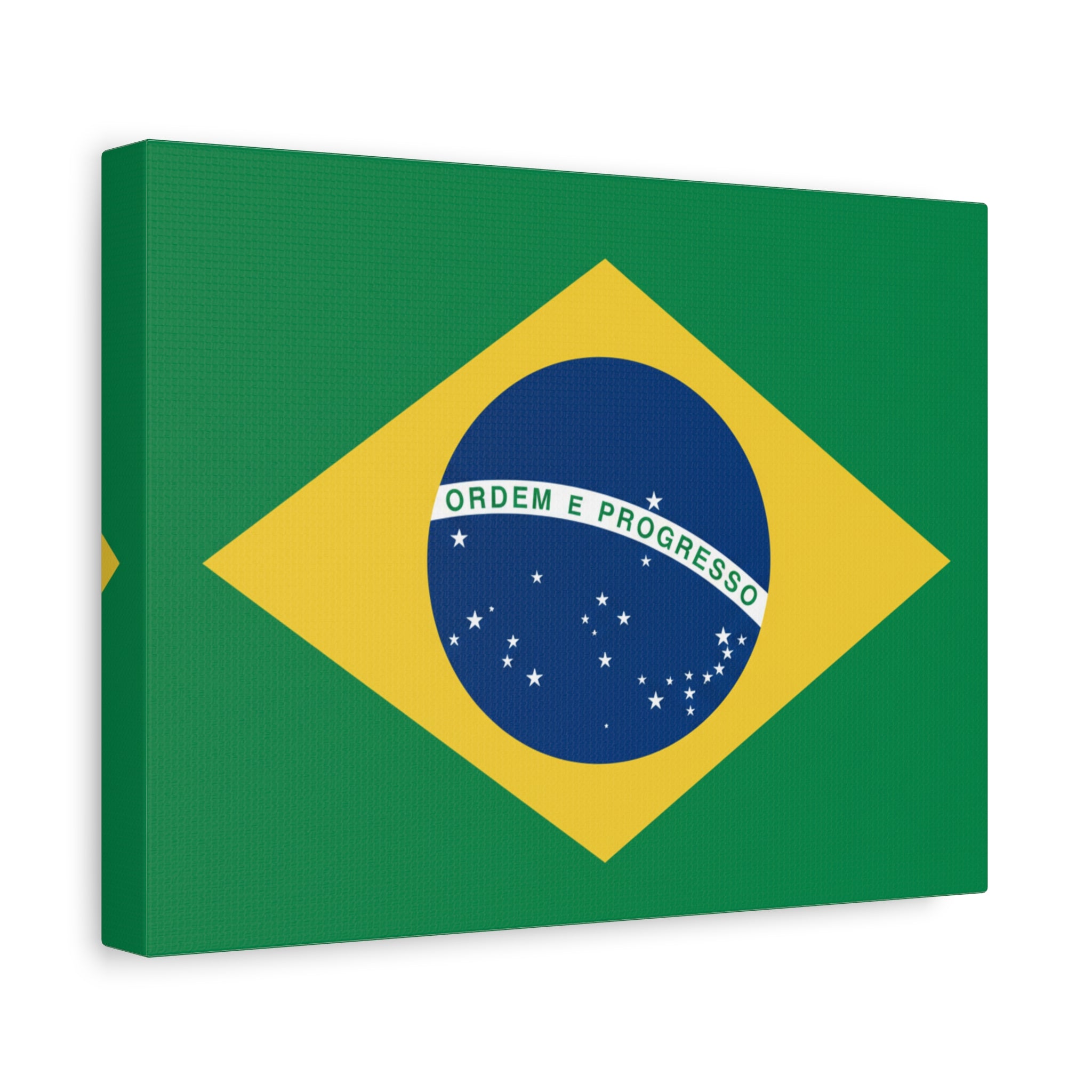 Brazil Flag Canvas Print — Matte Stretched Wall Art ("Ordem e Progresso")