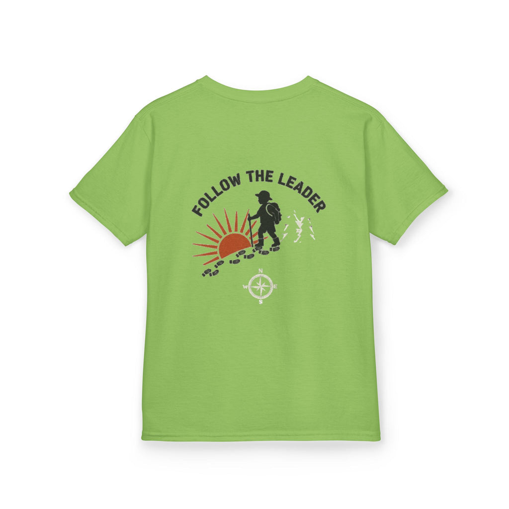 Kids Tee — "Follow the Leader" Adventure Graphic (Gallus Logo)