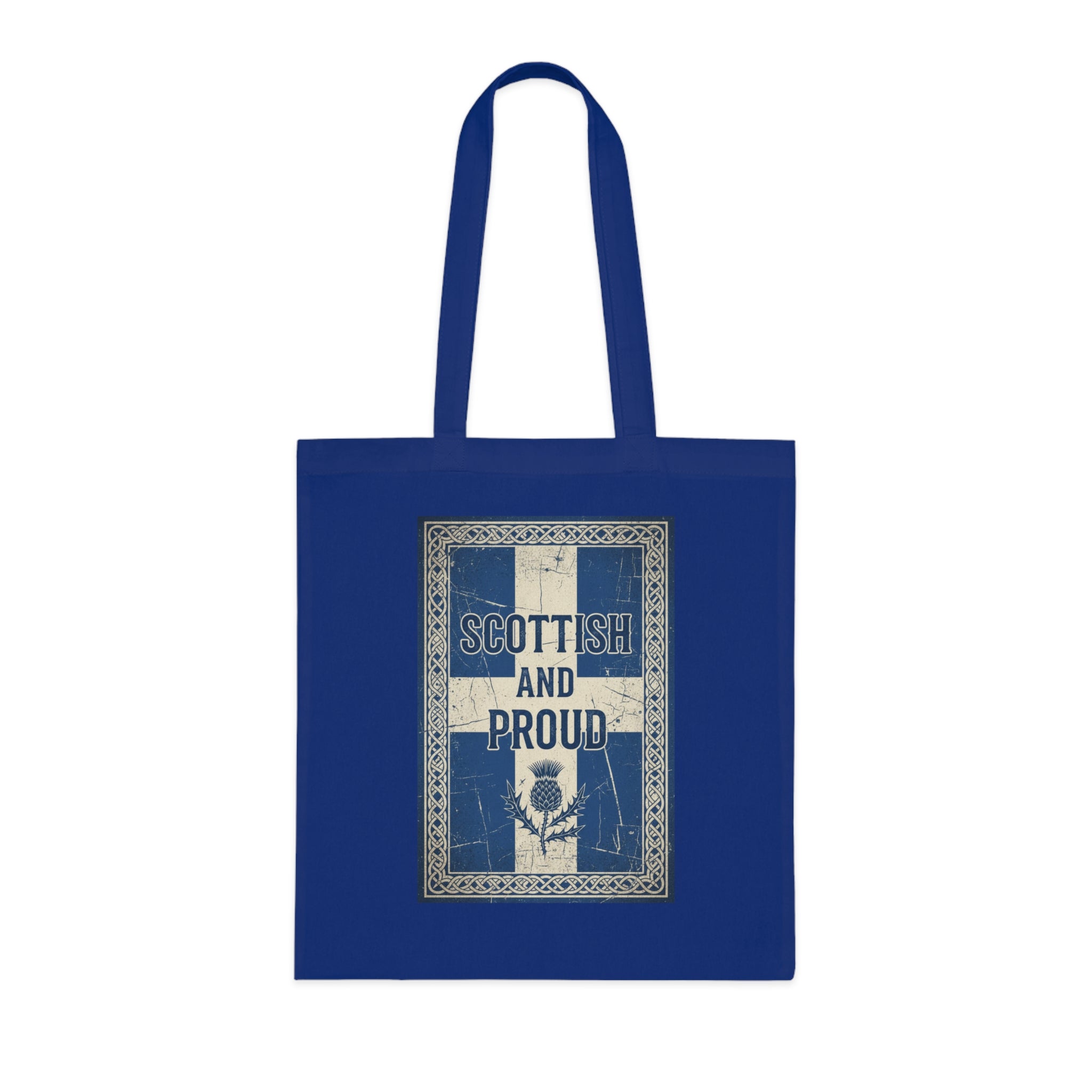 Scottish and Proud Tote Bag — Vintage Flag Thistle Cotton Tote
