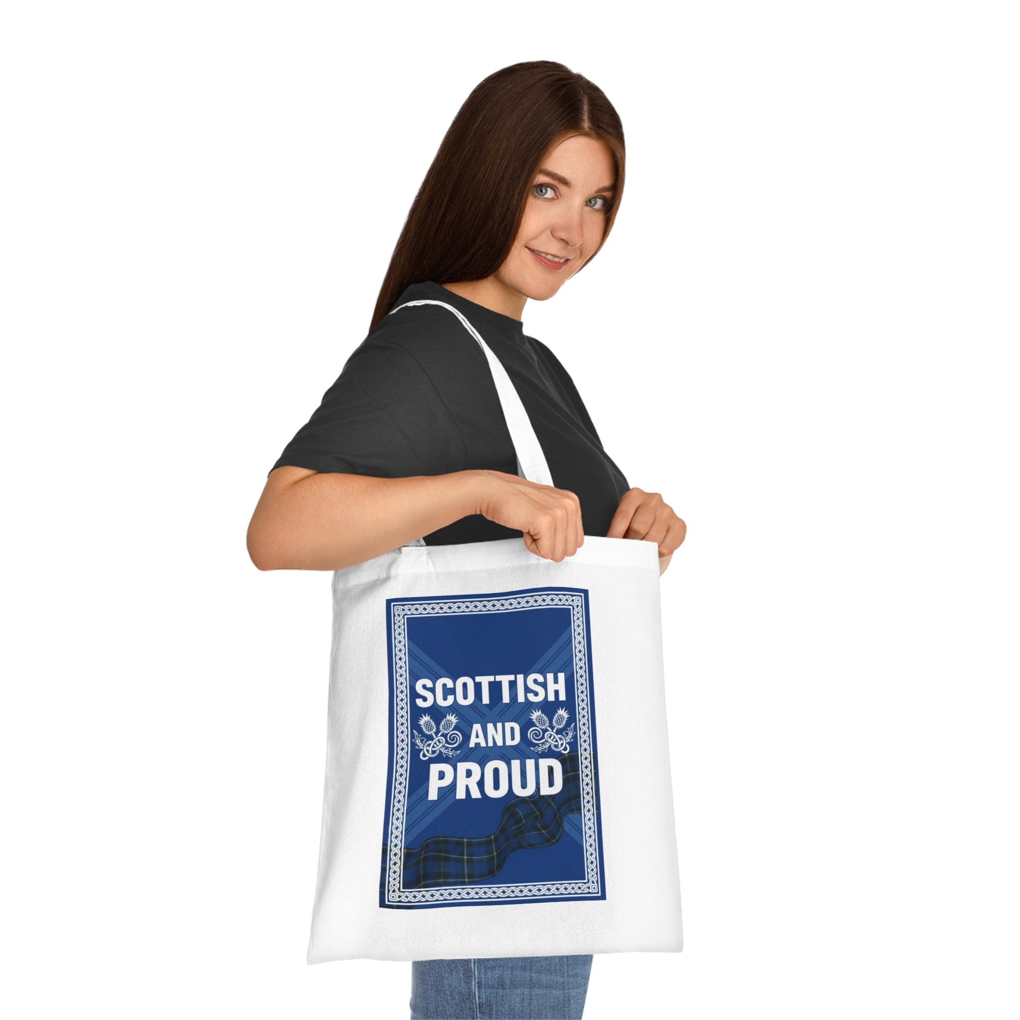 Scottish and Proud Cotton Tote – Blue Tartan Reusable Bag