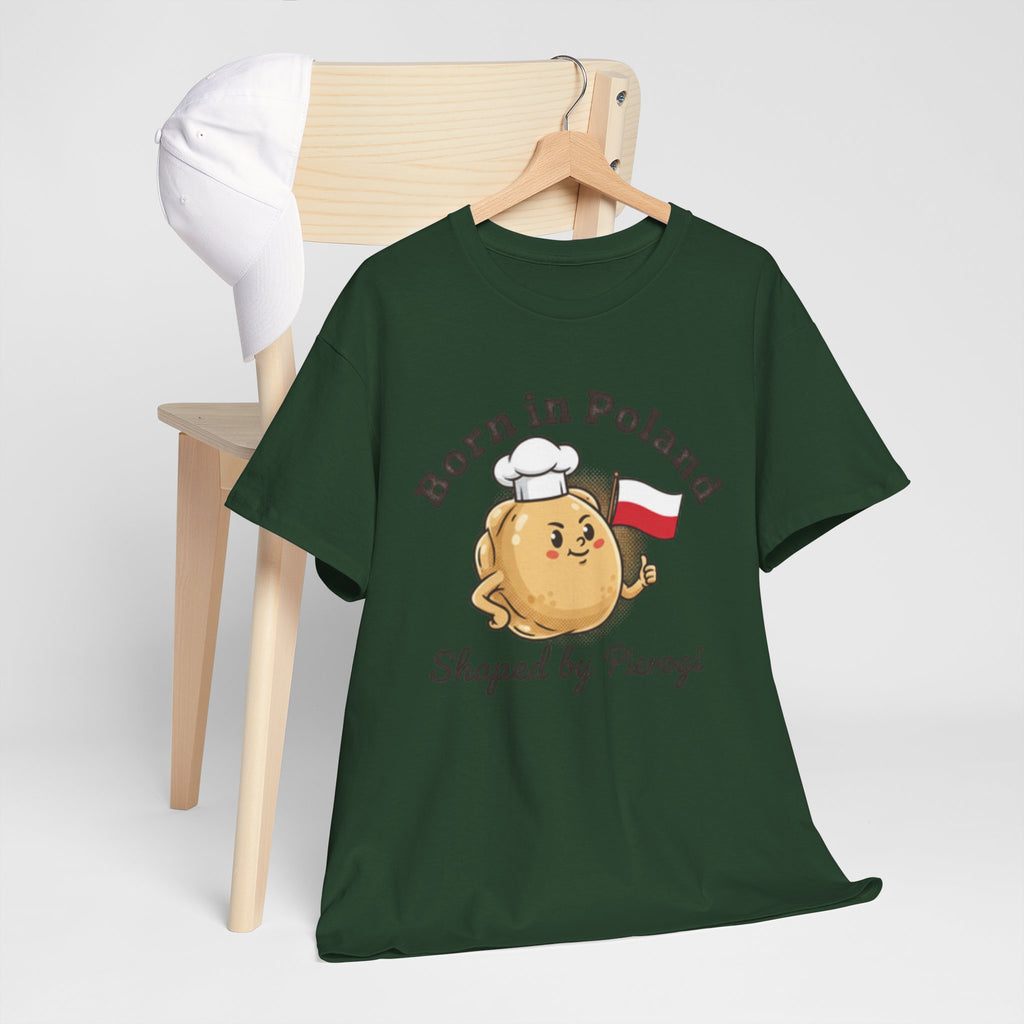 Born in Poland T-Shirt — "Shaped by Pierogi" Polish Pride Tee
