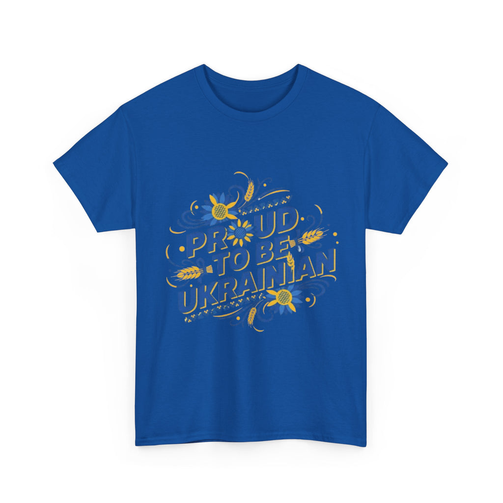 Proud to Be Ukrainian T-Shirt — Blue & Yellow Floral Pride Tee