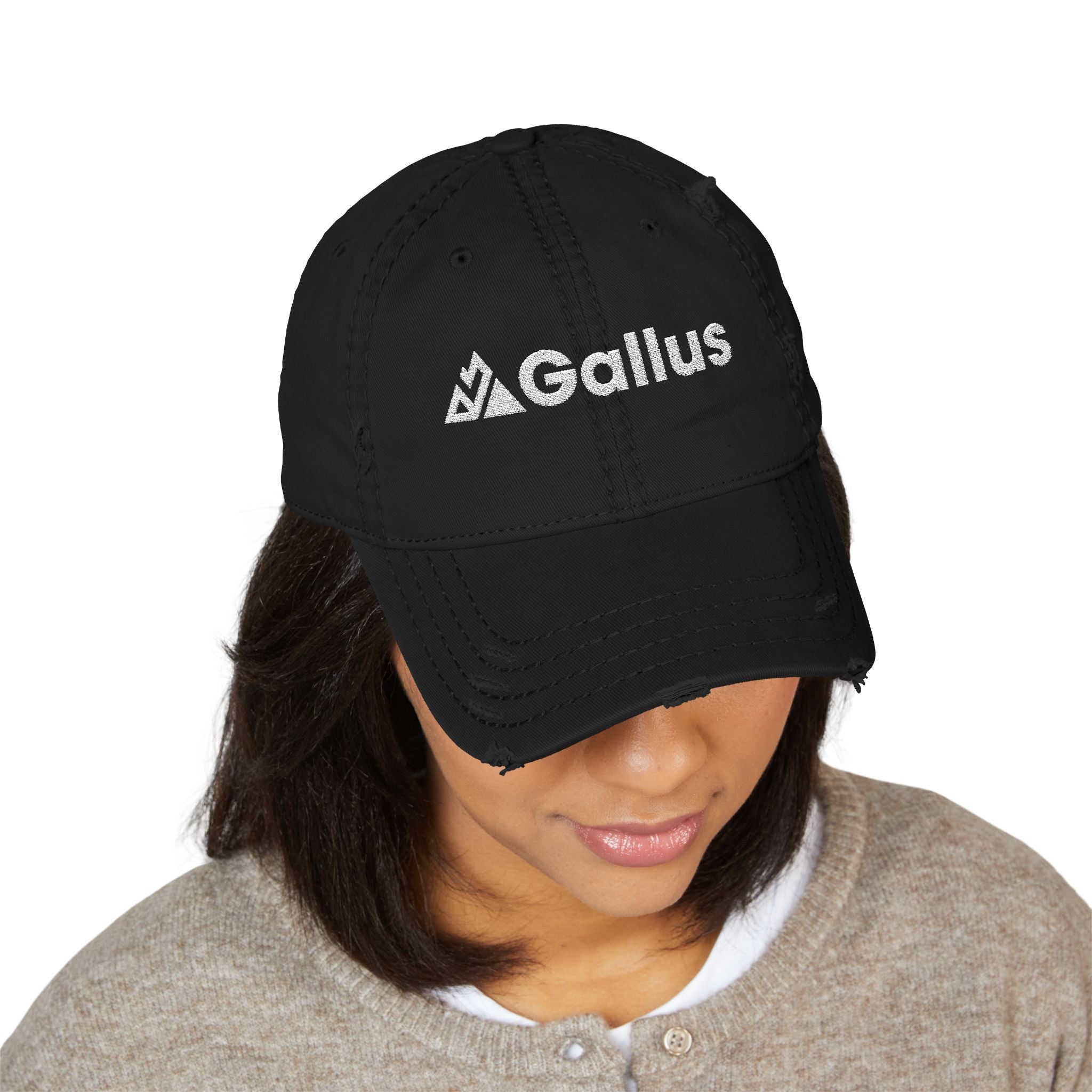 Distressed Embroidered Dad Hat - 'GALLUS' Vintage Cotton Cap