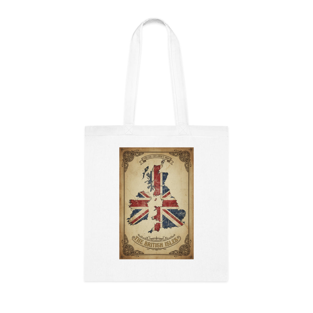 British Isles Vintage Map Tote Bag - Union Jack UK Pride Cotton Tote